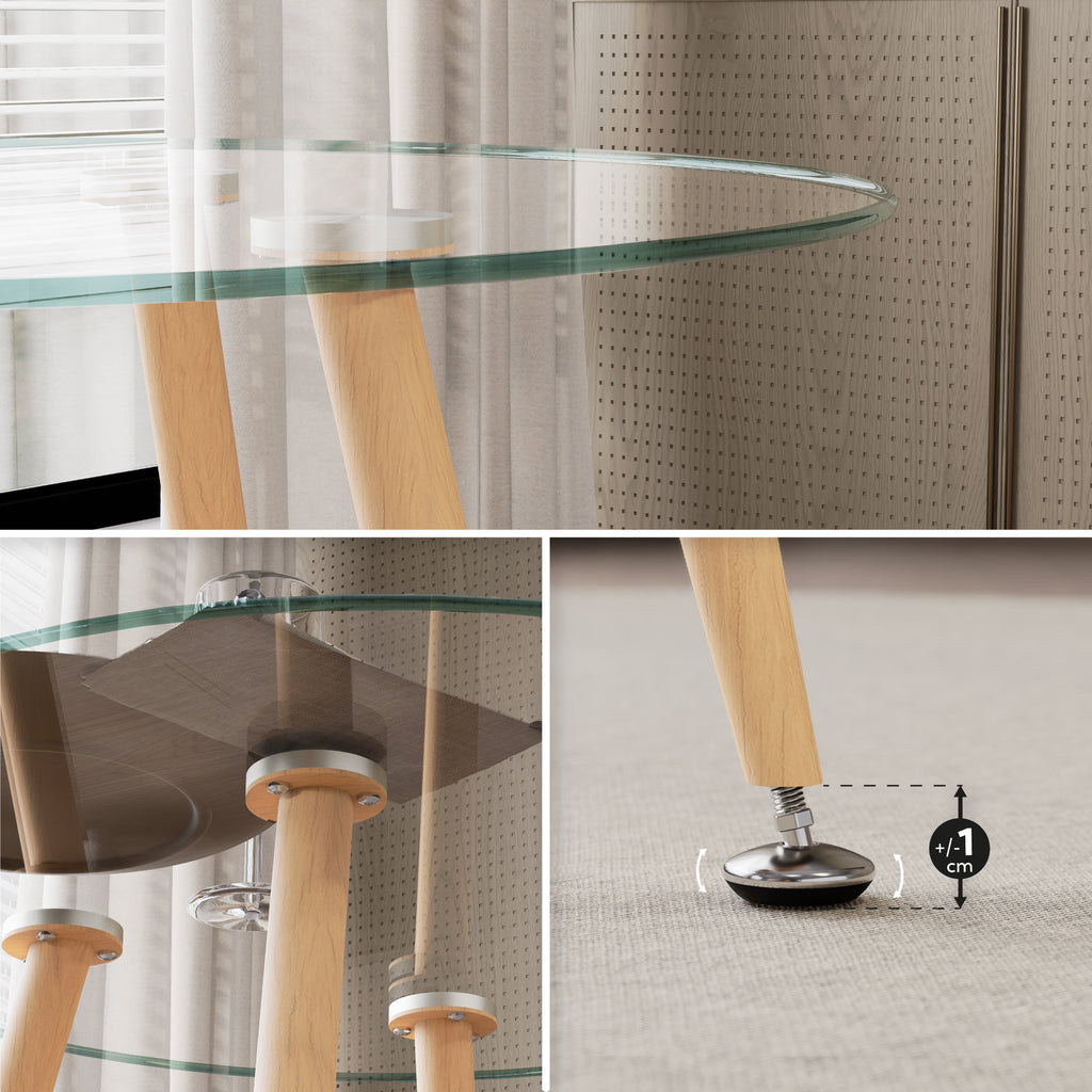 CORIN - Mesa de comedor con tablero de vidrio