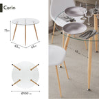 CORIN - Mesa de comedor con tablero de vidrio
