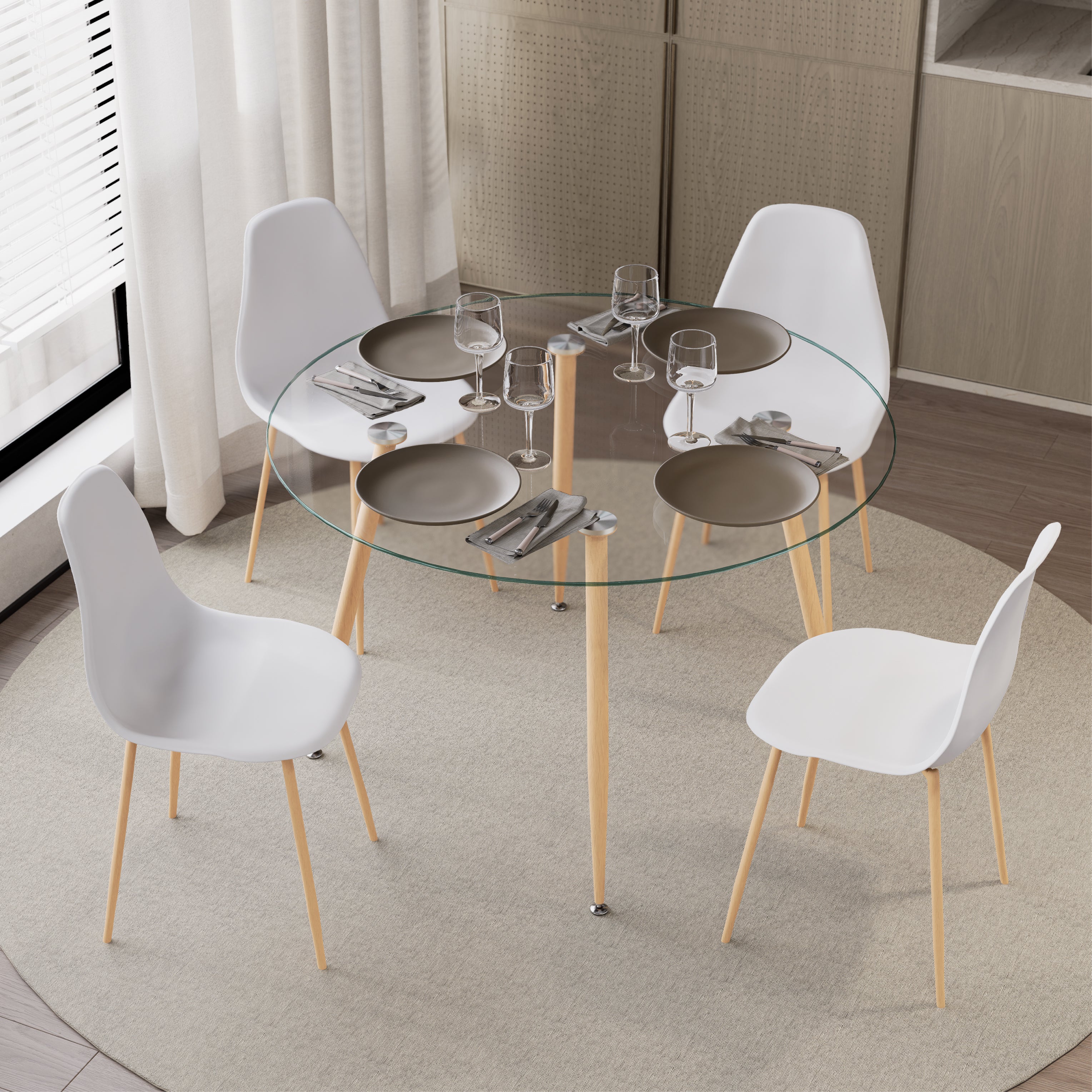 CORIN - Mesa de comedor con tablero de vidrio