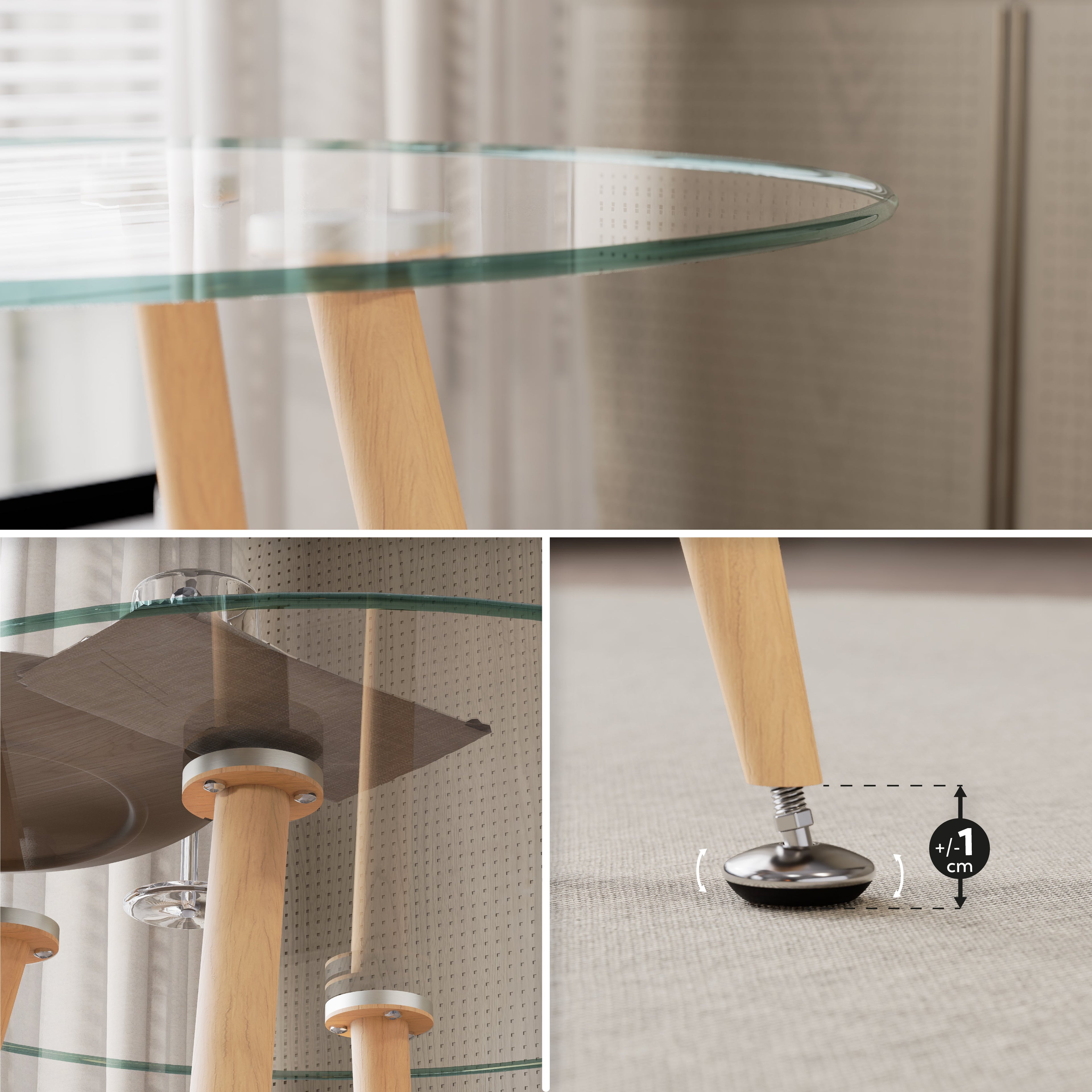 CORIN - Mesa de comedor con tablero de vidrio
