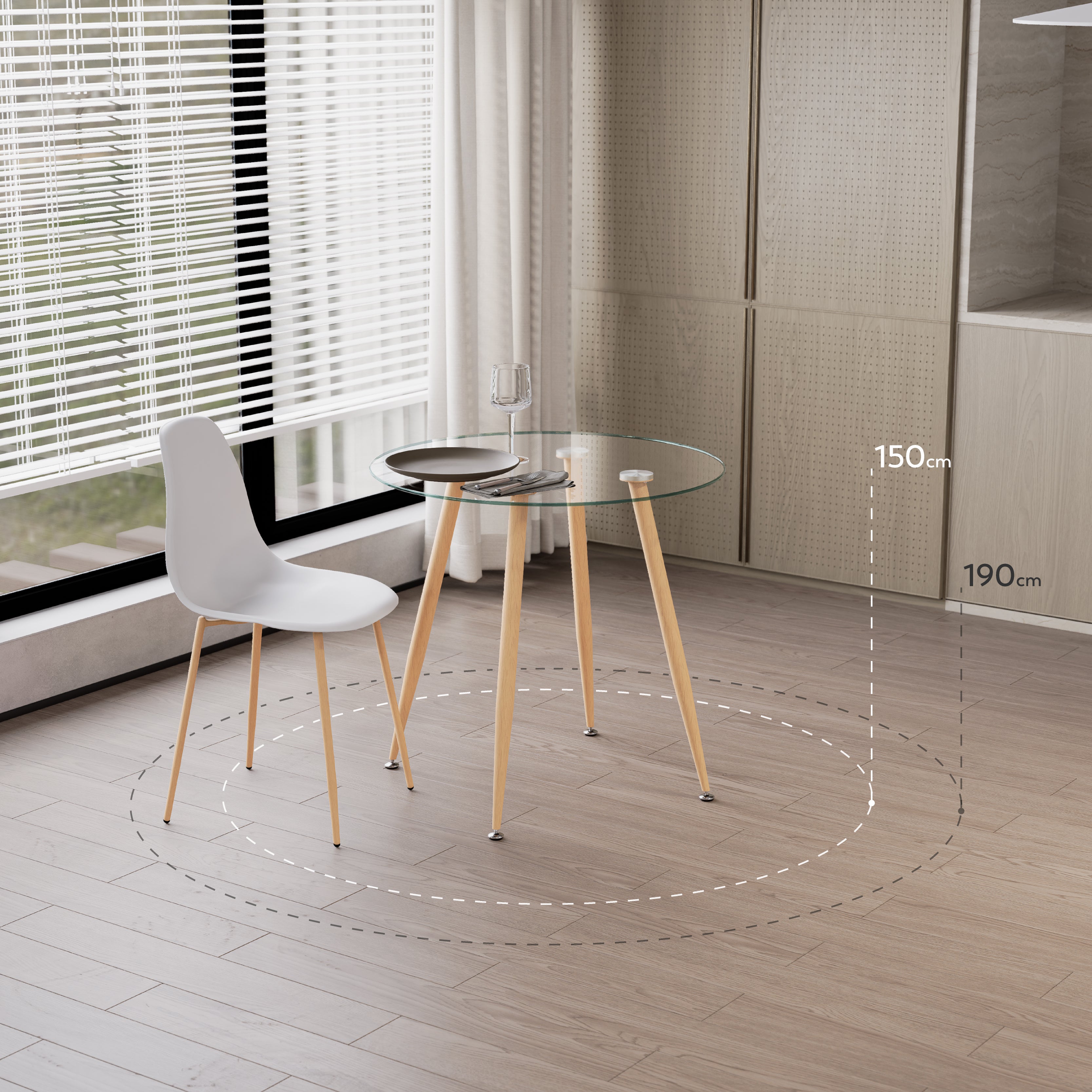 CORIN - Mesa de comedor con tablero de vidrio