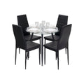 Conjunto de Mesa Corin con 4 Sillas Romantic/Shirley, Estructura Metálica y Tablero de Vidrio Templado