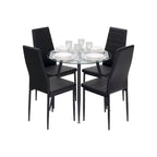 Conjunto de Mesa Corin con 4 Sillas Romantic/Shirley, Estructura Metálica y Tablero de Vidrio Templado