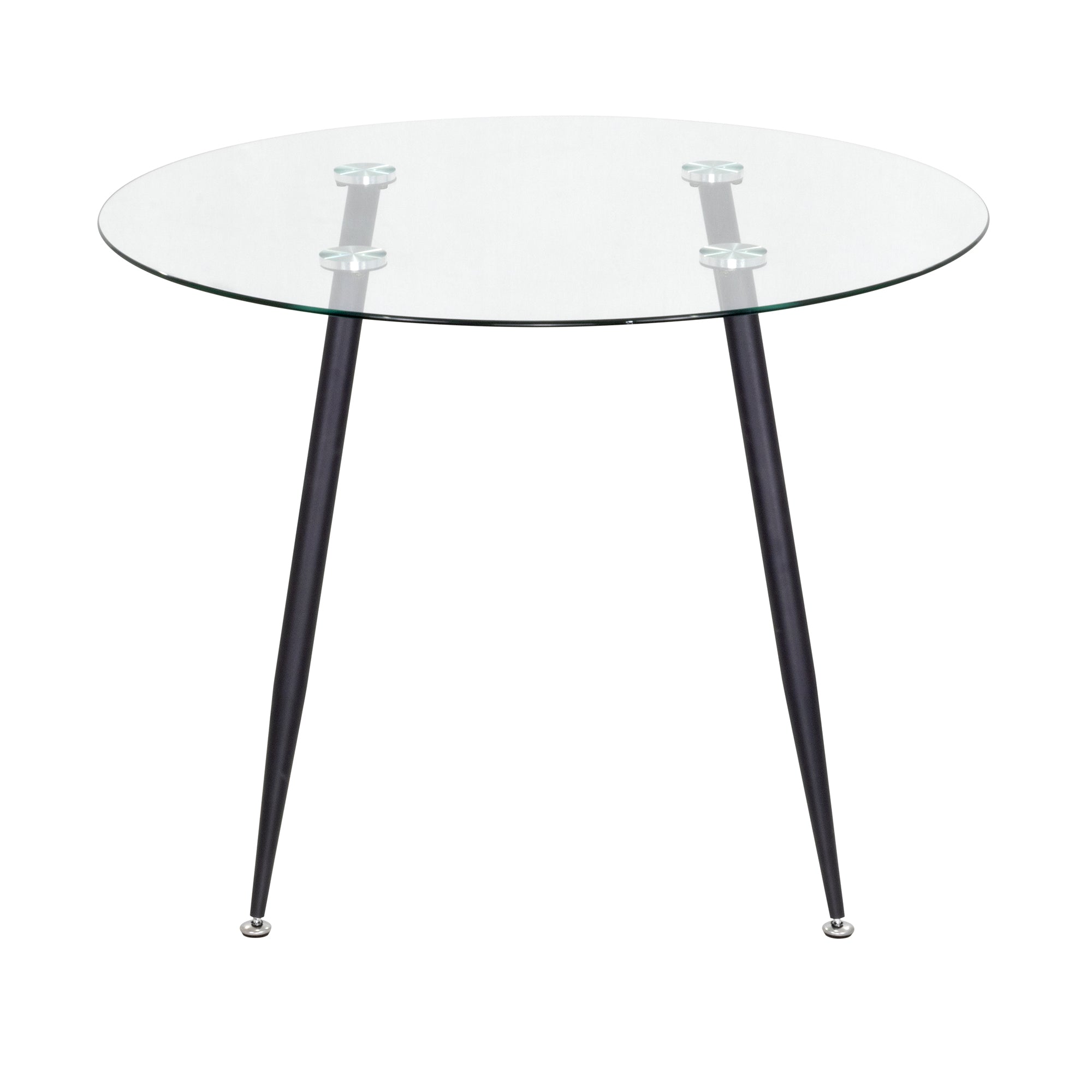 Conjunto de Mesa Corin con 4 Sillas Romantic/Shirley, Estructura Metálica y Tablero de Vidrio Templado