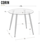Conjunto de Mesa Corin con 4 Sillas Romantic/Shirley, Estructura Metálica y Tablero de Vidrio Templado