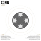 Conjunto de Mesa Corin con 4 Sillas Romantic/Shirley, Estructura Metálica y Tablero de Vidrio Templado