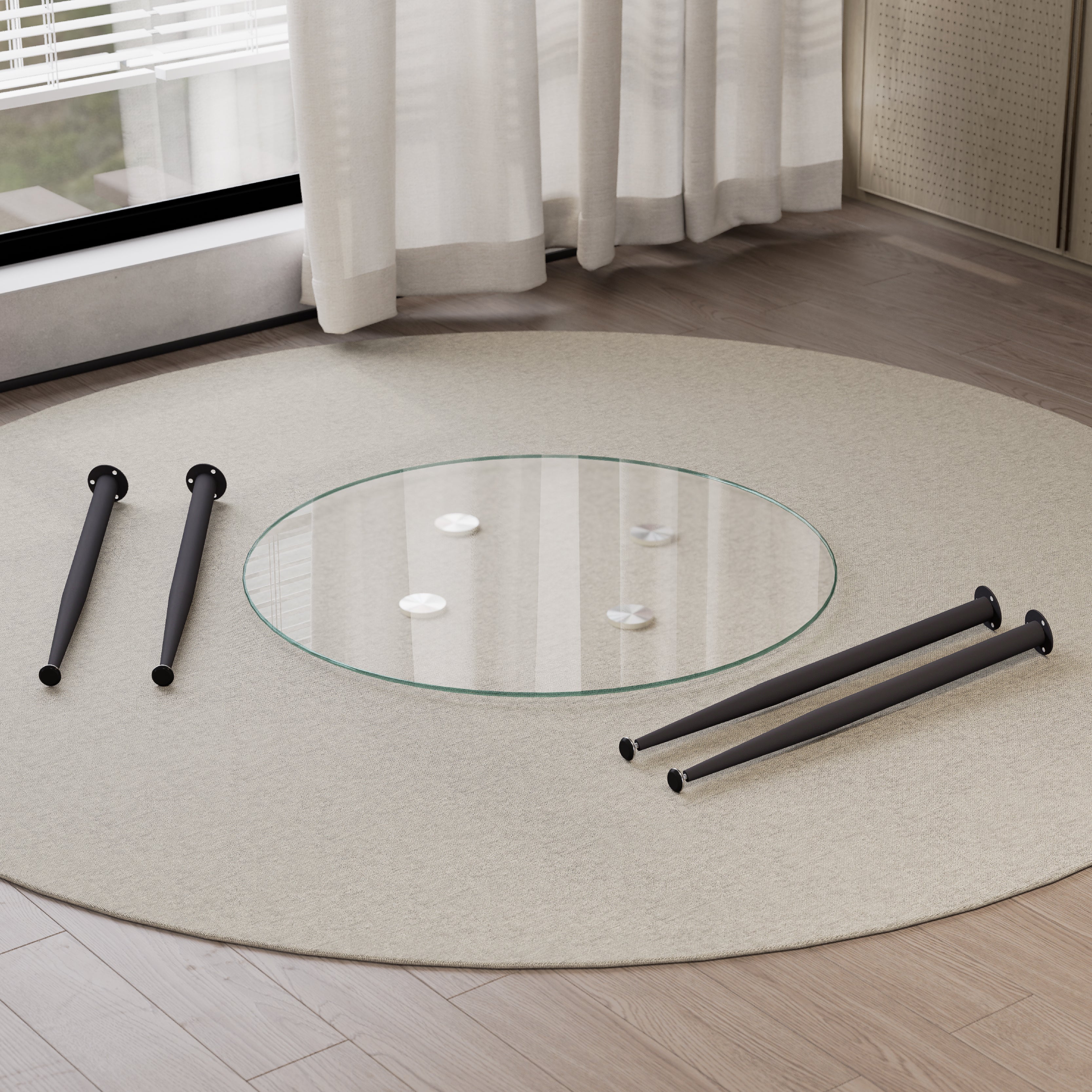 CORIN - Mesa de comedor con tablero de vidrio