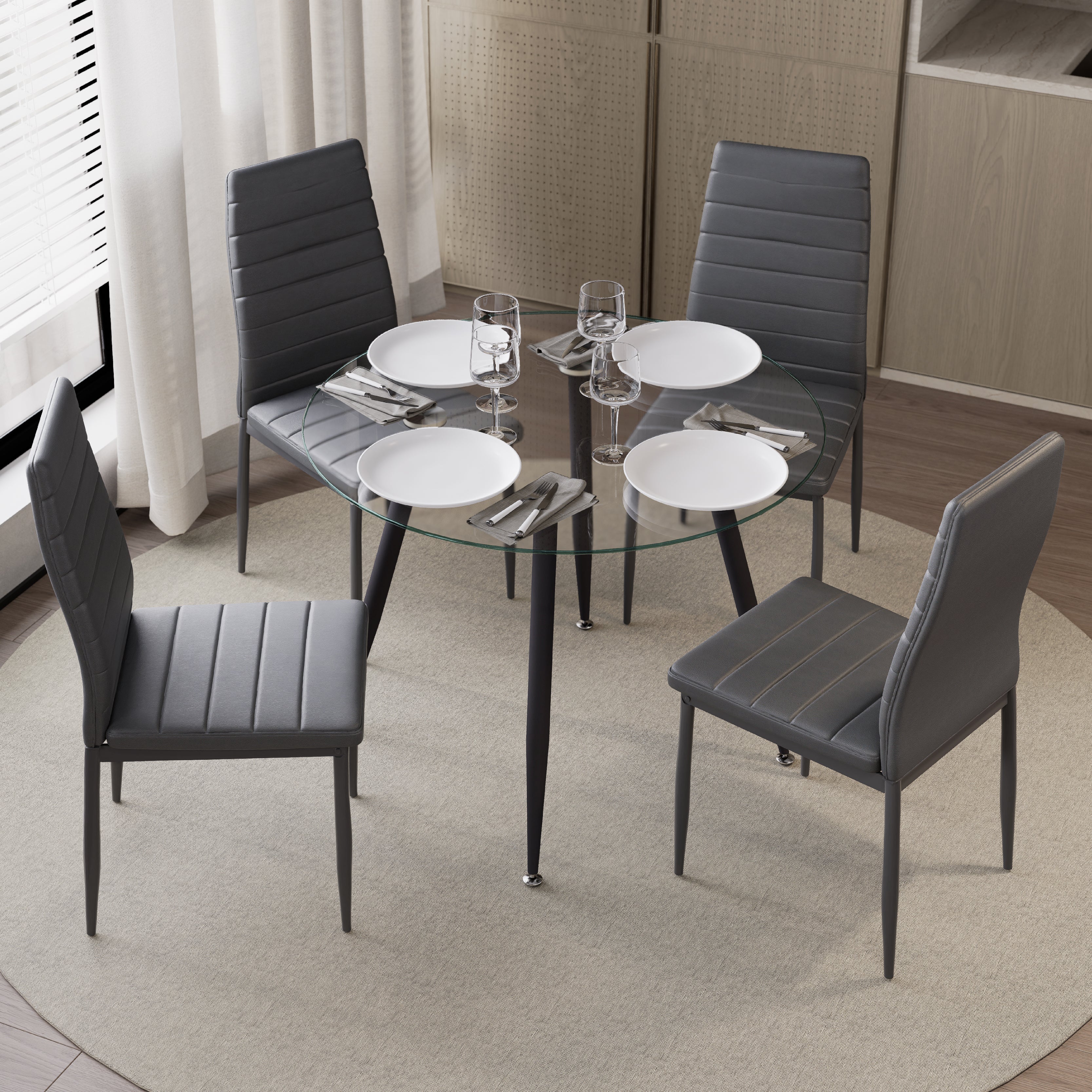 CORIN - Mesa de comedor con tablero de vidrio