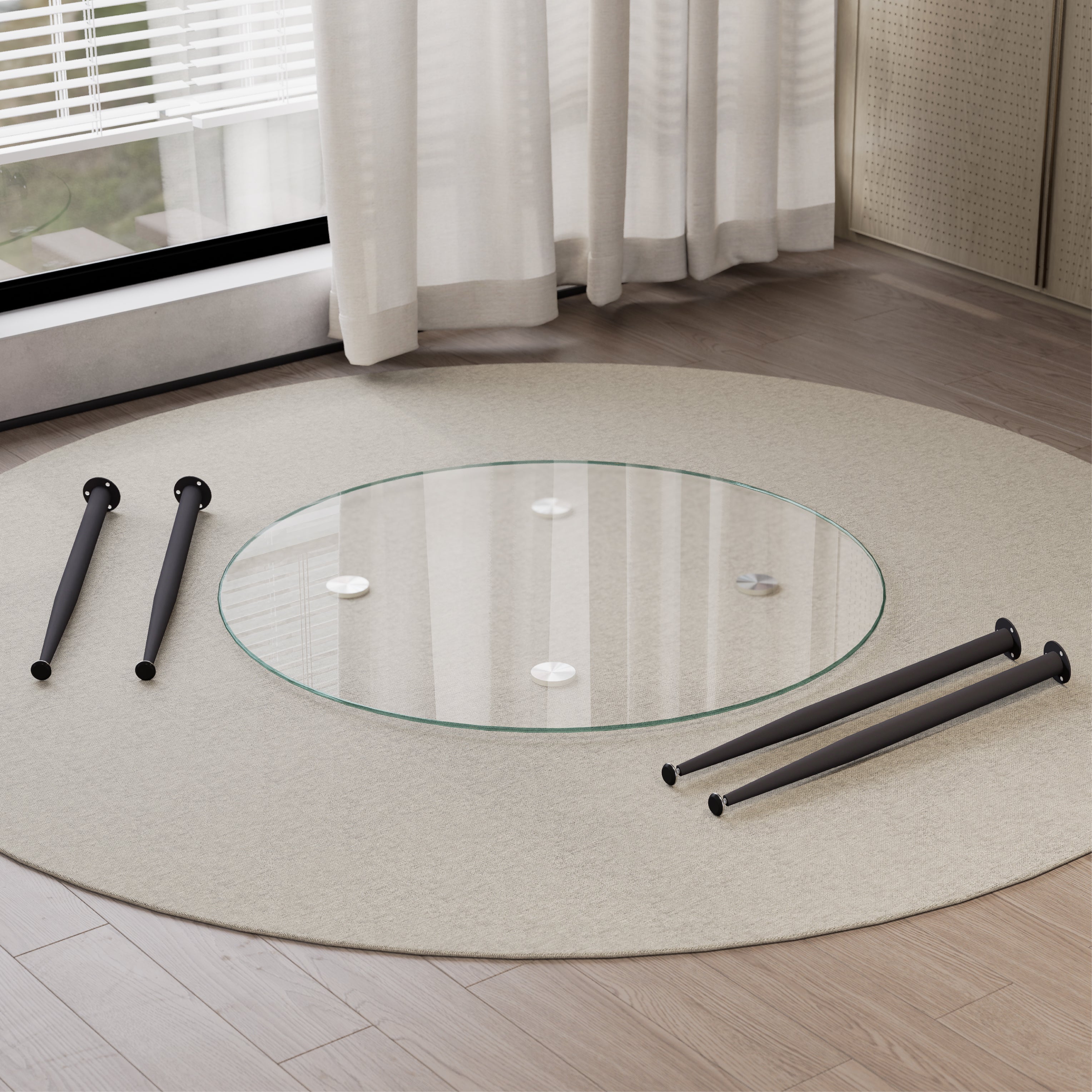 CORIN - Mesa de comedor con tablero de vidrio