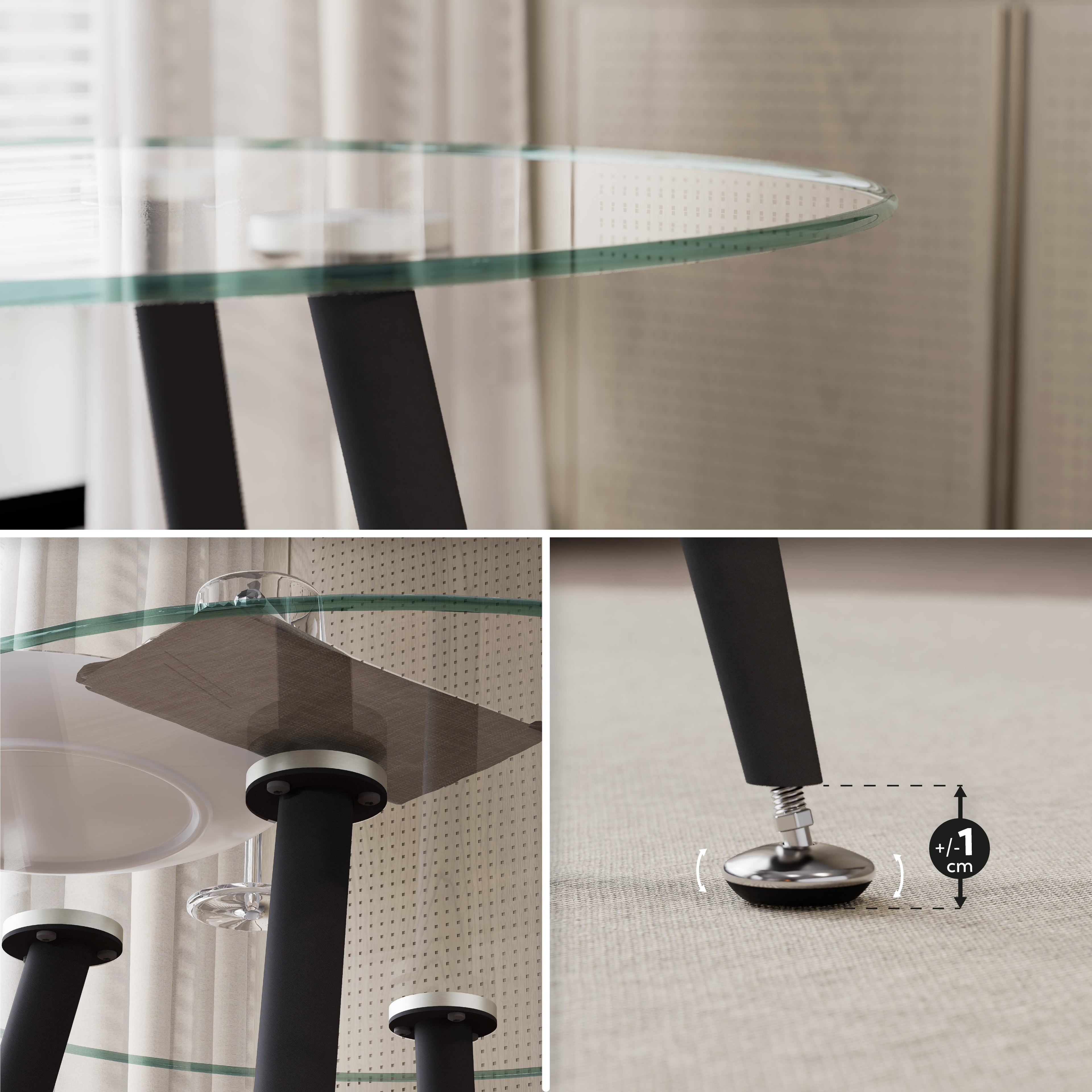 CORIN - Mesa de comedor con tablero de vidrio