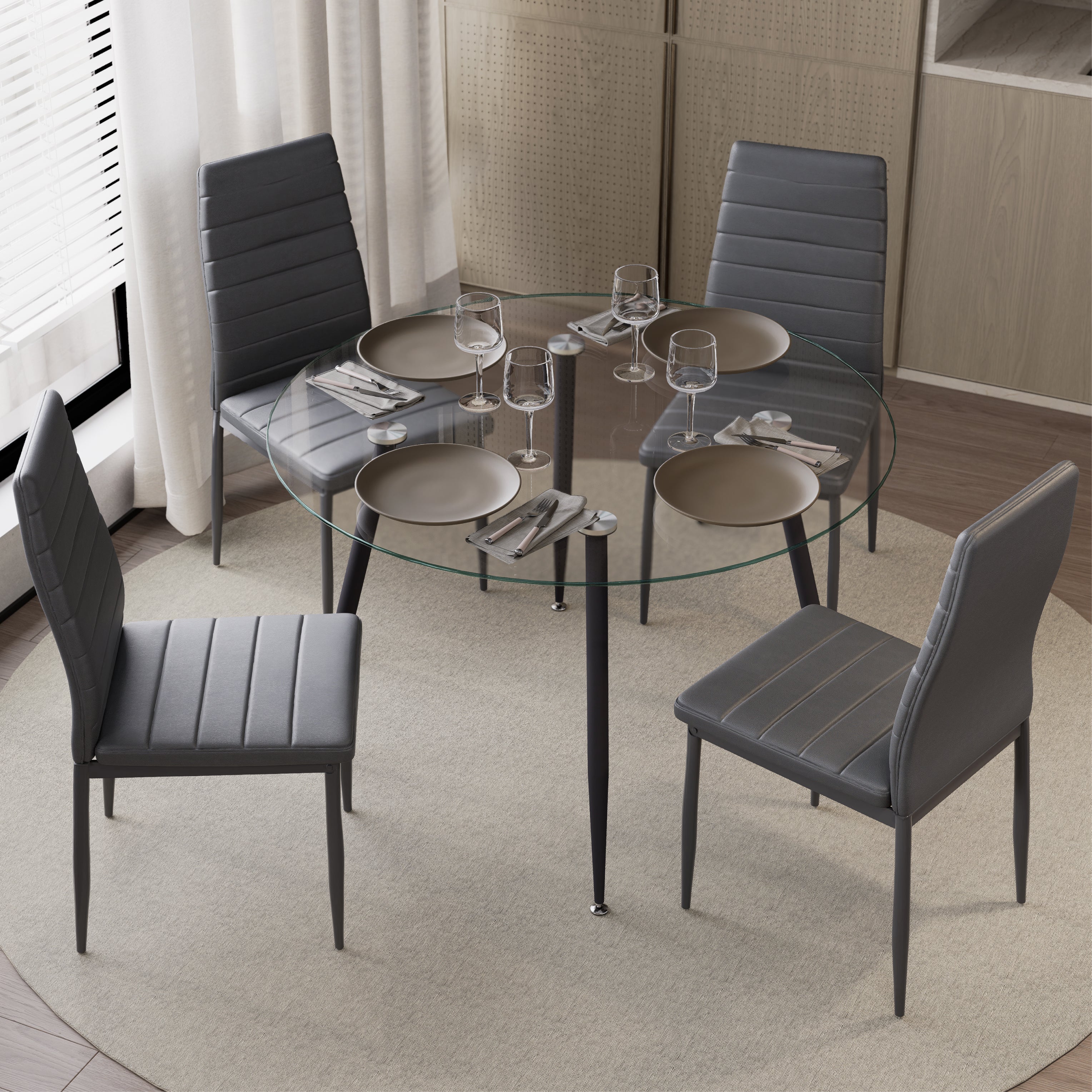 CORIN - Mesa de comedor con tablero de vidrio