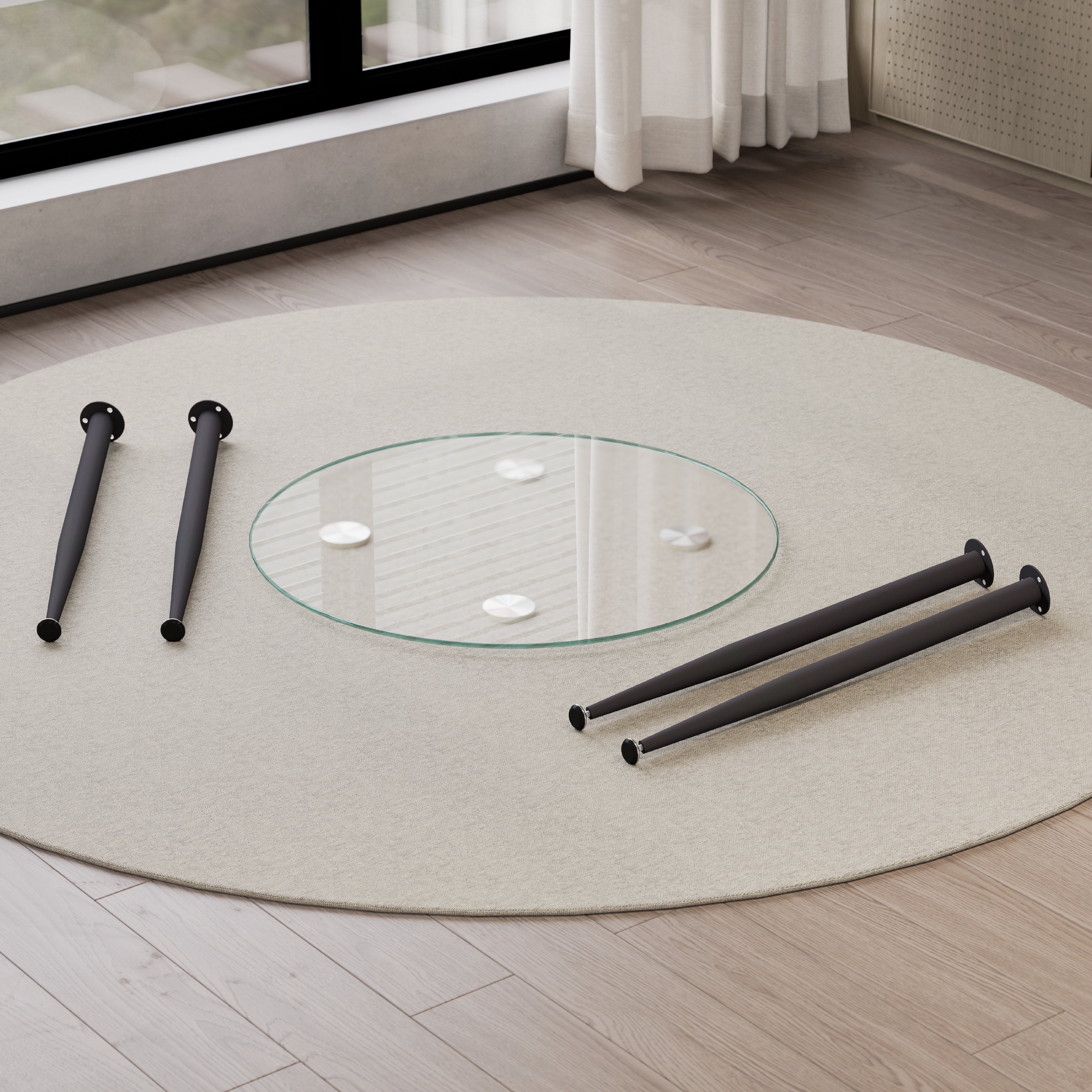 CORIN - Mesa de comedor con tablero de vidrio