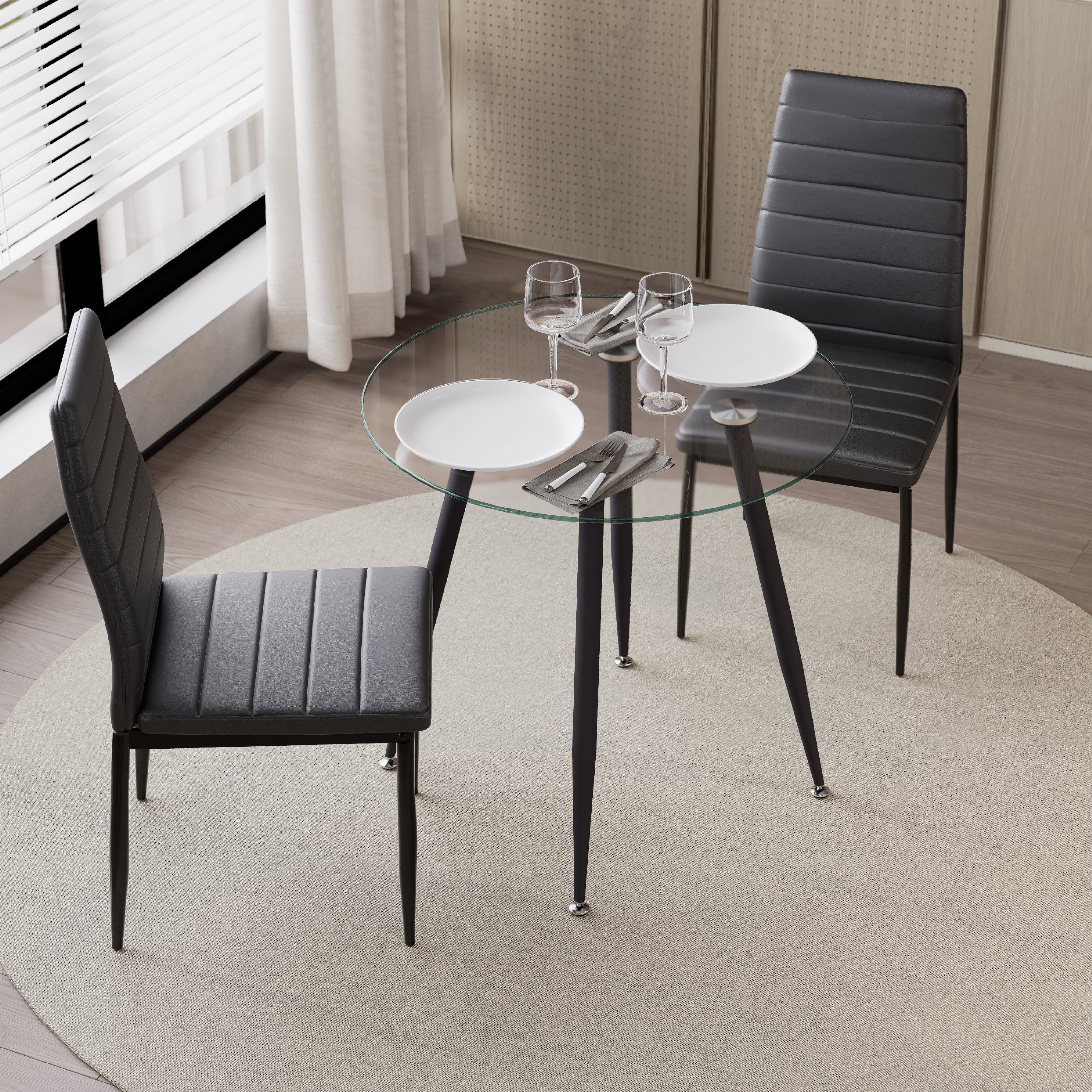 CORIN - Mesa de comedor con tablero de vidrio