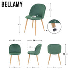 BELLAMY - Set di 2 sedie da pranzo in tessuto velluto