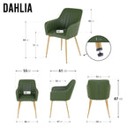 DAHLIA - Conjunto de 2 sillas de comedor en tejido PU o terciopelo