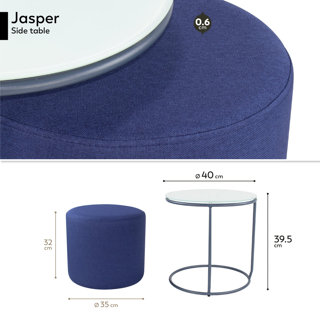 JASPER - Mesa de apoio com pufe embutido
