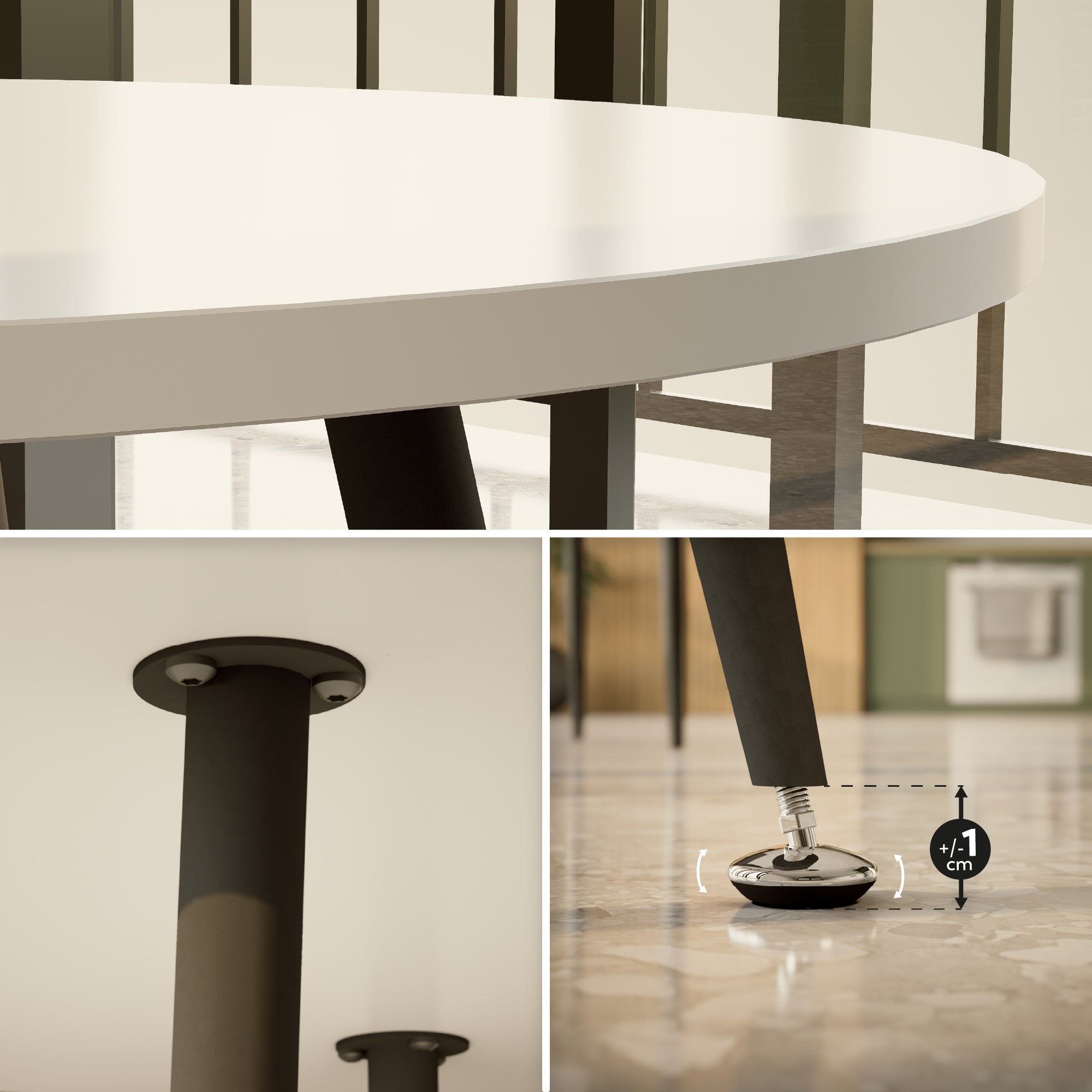 CORIN - Mesa de comedor con tablero de melamina