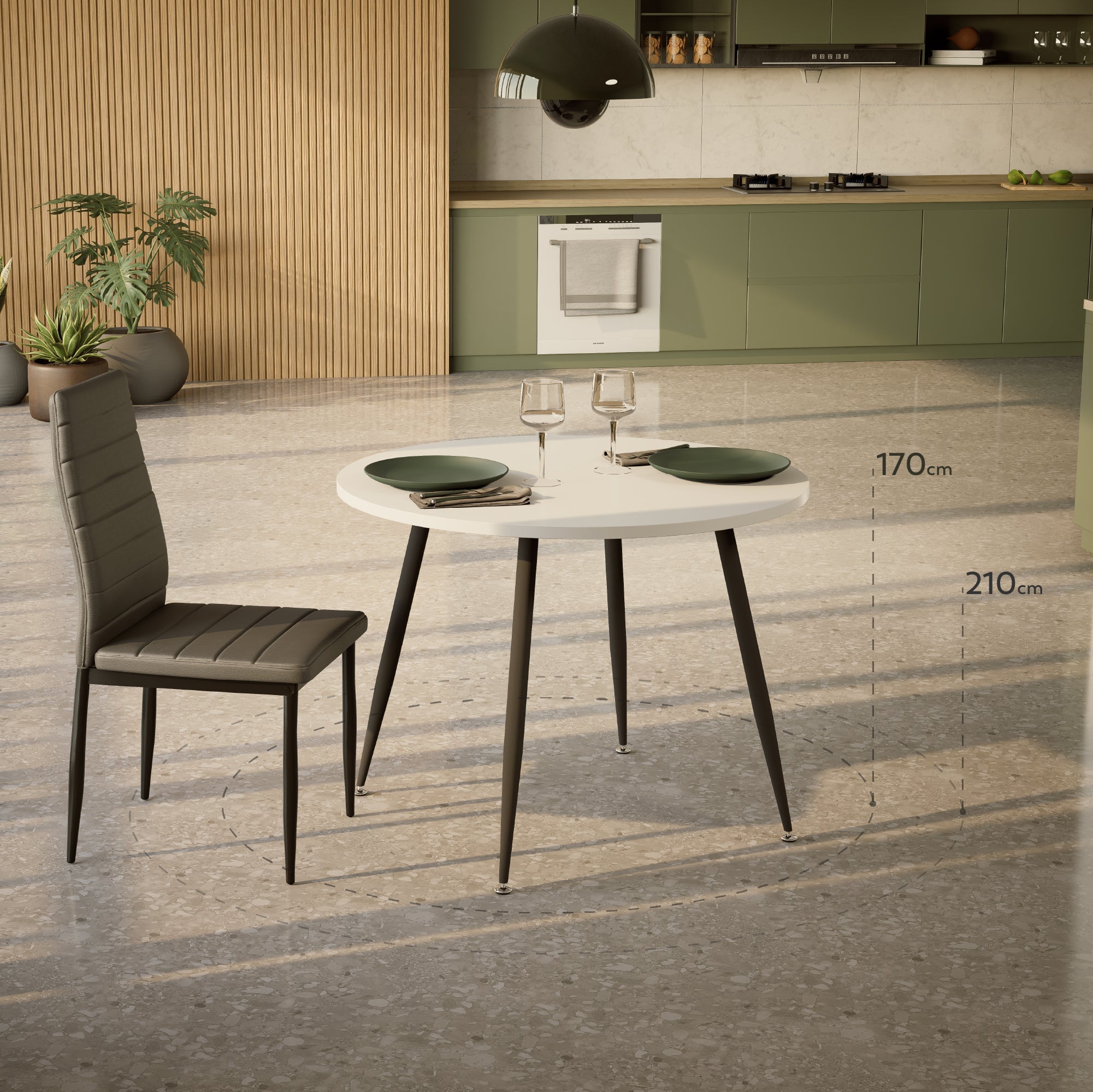 CORIN - Mesa de comedor con tablero de melamina