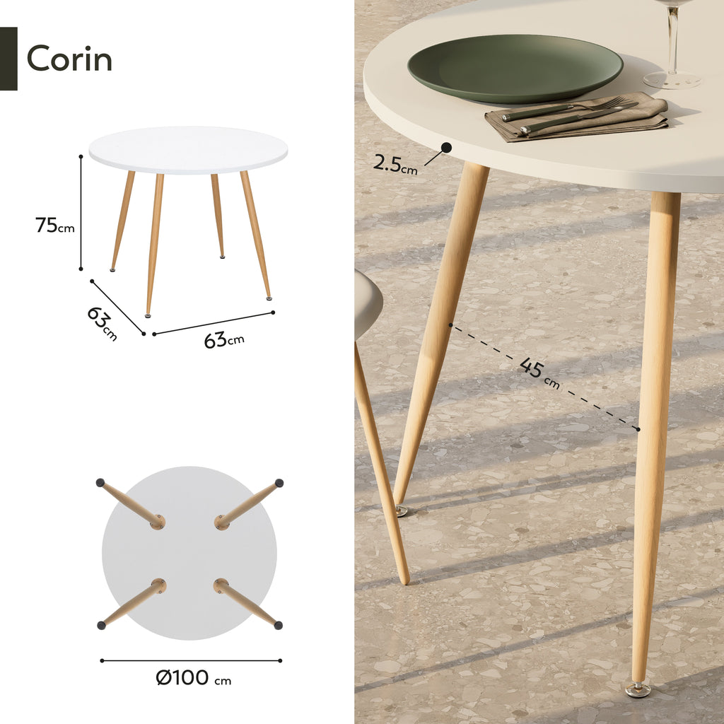 CORIN - Mesa de comedor con tablero de melamina