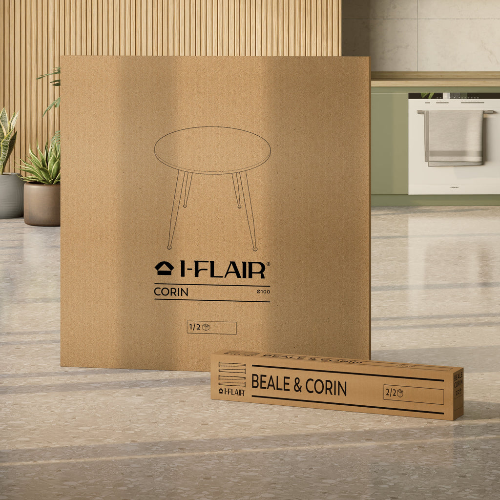 CORIN - Mesa de comedor con tablero de melamina