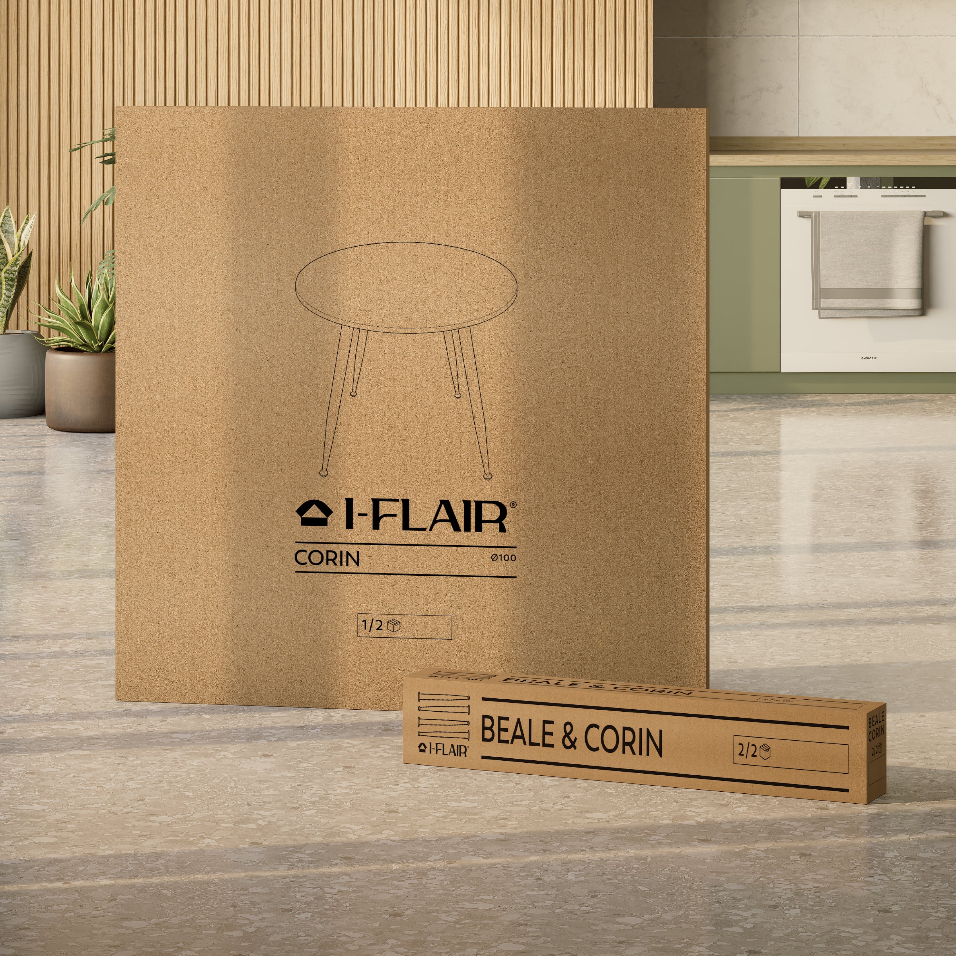 CORIN - Mesa de comedor con tablero de melamina
