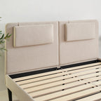 EMILY - Letto imbottito con testiera imbottita e rete a doghe in legno - Beige o Grigio