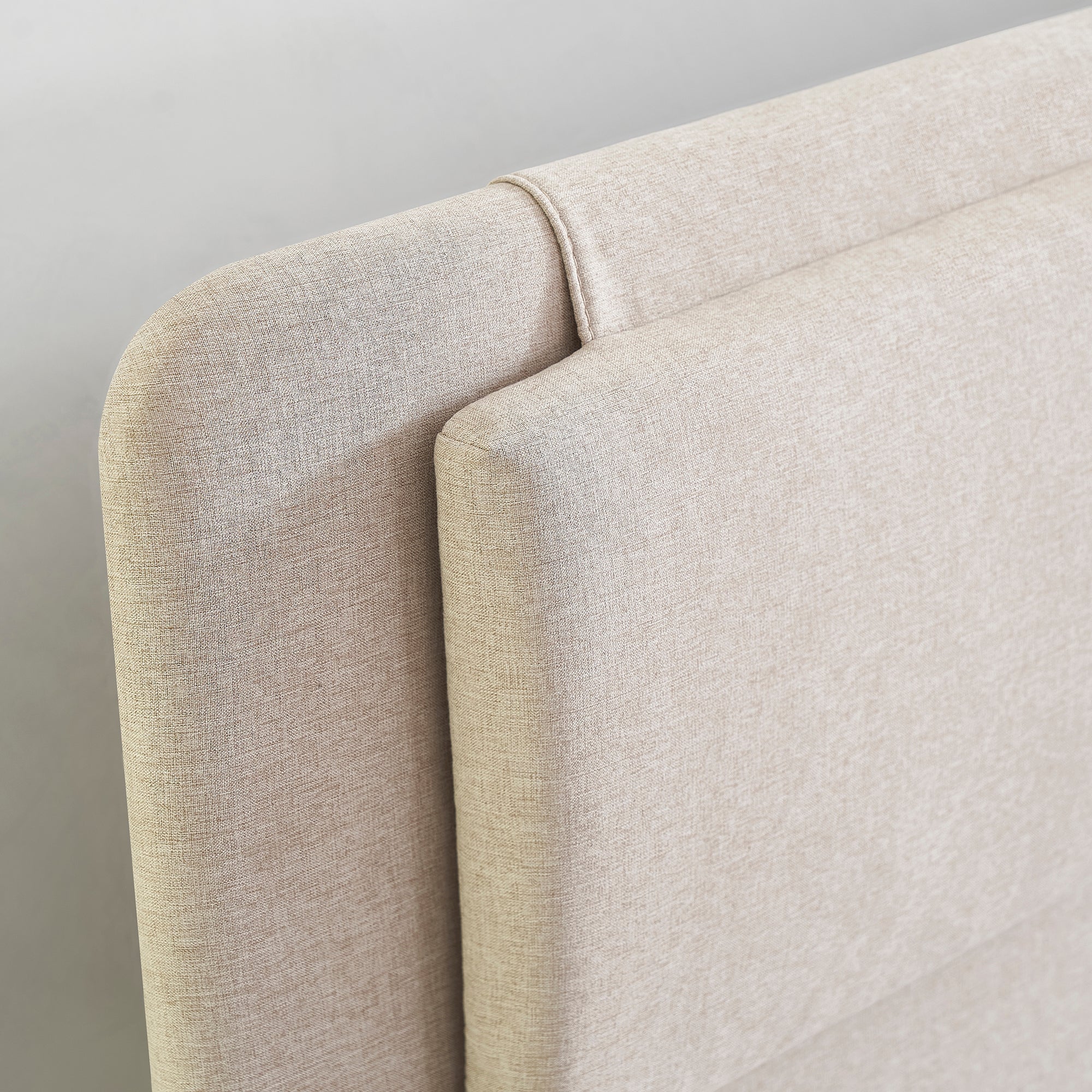 EMILY - Letto imbottito con testiera imbottita e rete a doghe in legno - Beige o Grigio