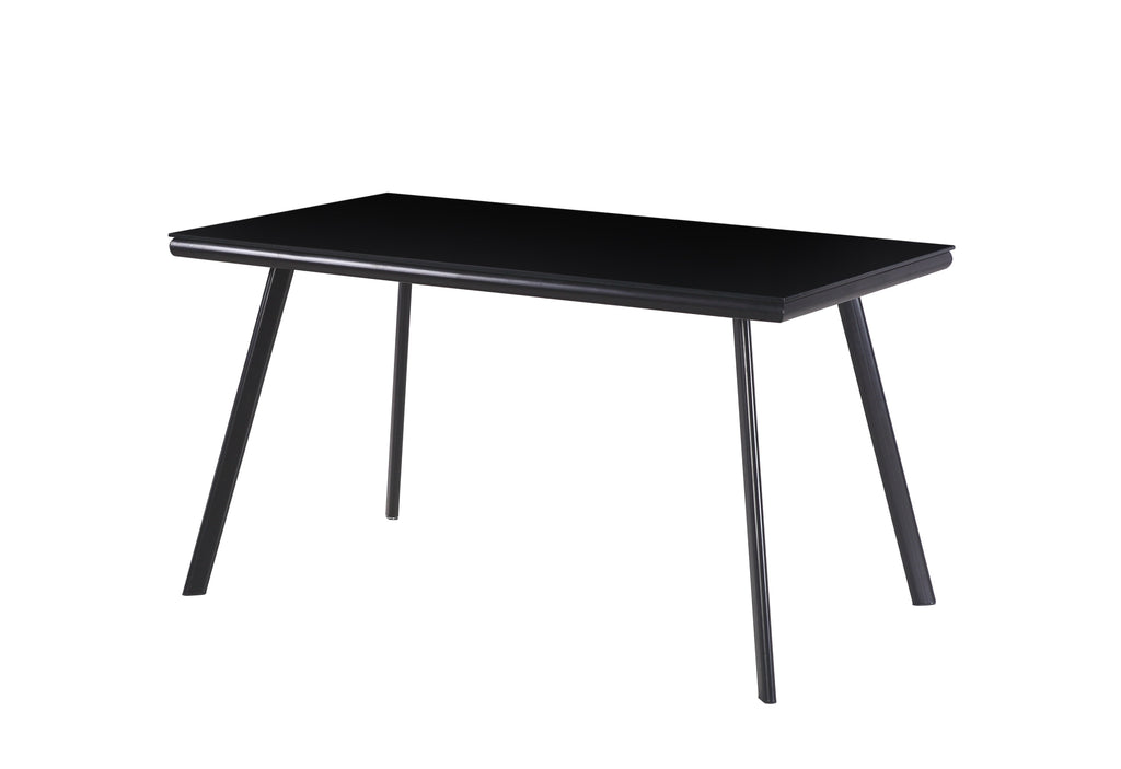 ELEGANCE - Mesa de comedor 140 cm - tablero de vidrio templado y estructura metálica, diseño nórdico, negro/blanco