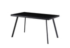 ELEGANCE - Mesa de comedor 140 cm - tablero de vidrio templado y estructura metálica, diseño nórdico, negro/blanco