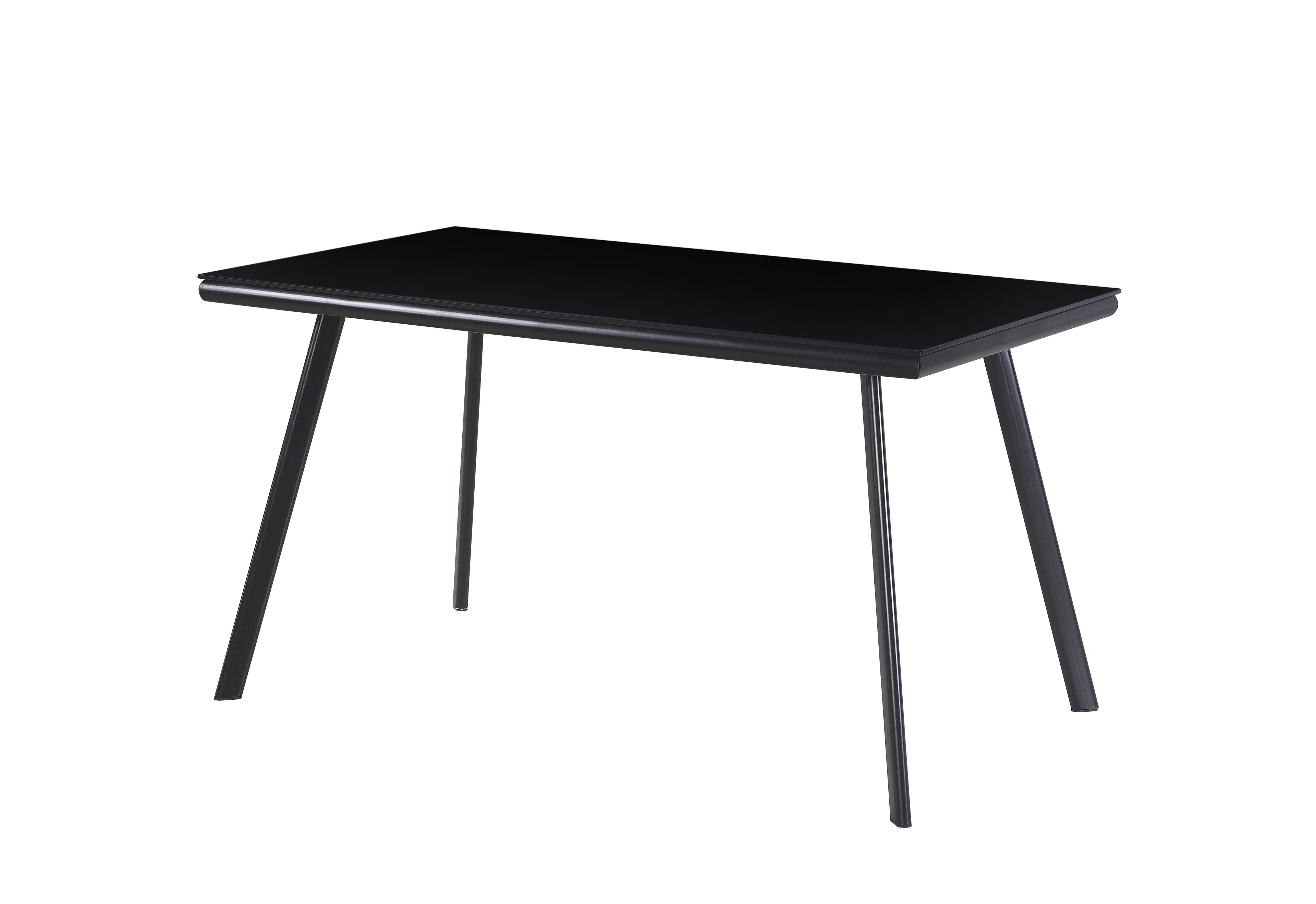 ELEGANCE - Mesa de comedor 140 cm - tablero de vidrio templado y estructura metálica, diseño nórdico, negro/blanco