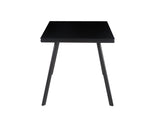 ELEGANCE - Mesa de comedor 140 cm - tablero de vidrio templado y estructura metálica, diseño nórdico, negro/blanco