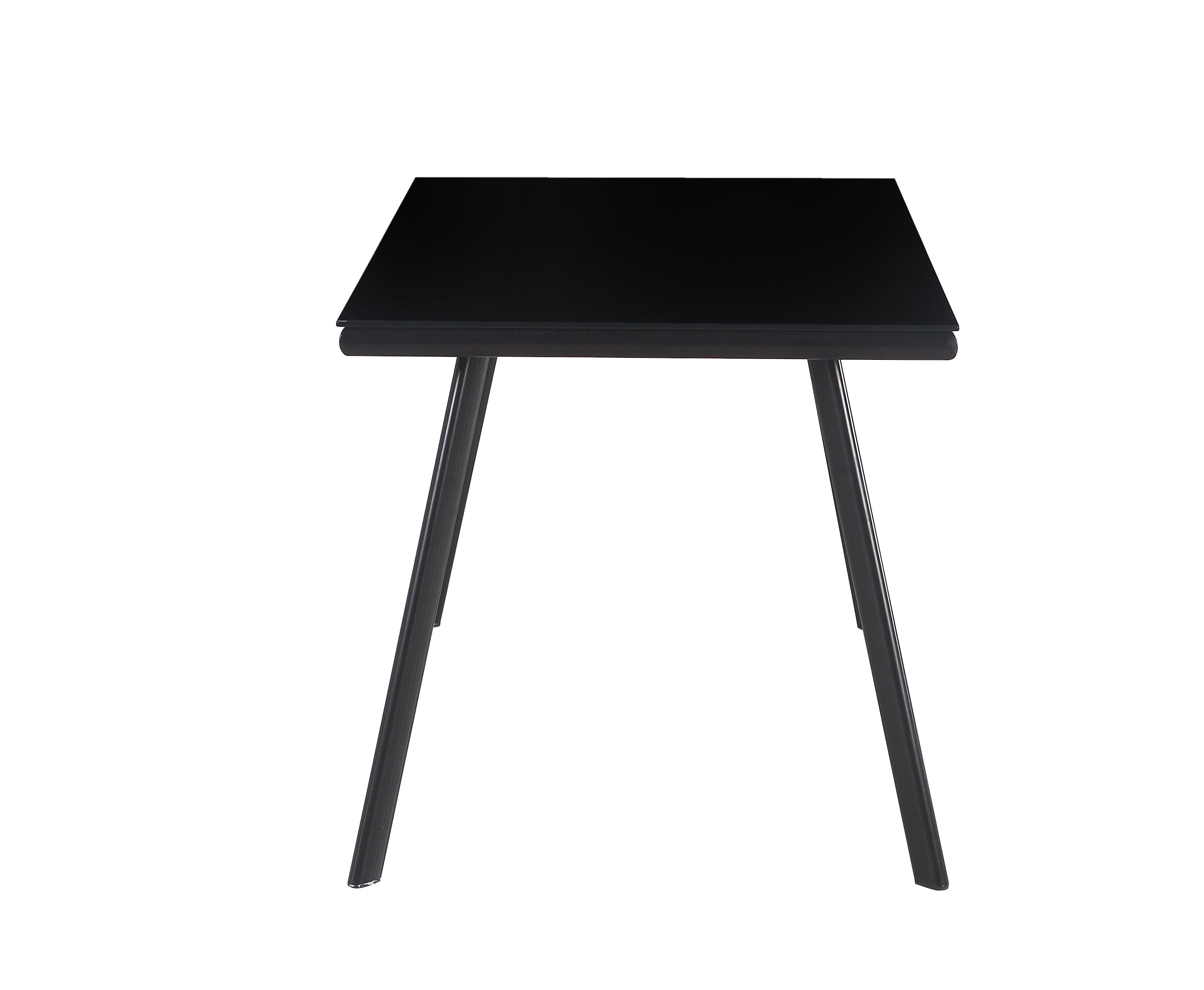 ELEGANCE - Mesa de comedor 140 cm - tablero de vidrio templado y estructura metálica, diseño nórdico, negro/blanco