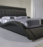 ST. TROPEZ – Cama estofada de luxo com cabeceira capitoné, botões em pele ou cristais, em várias cores