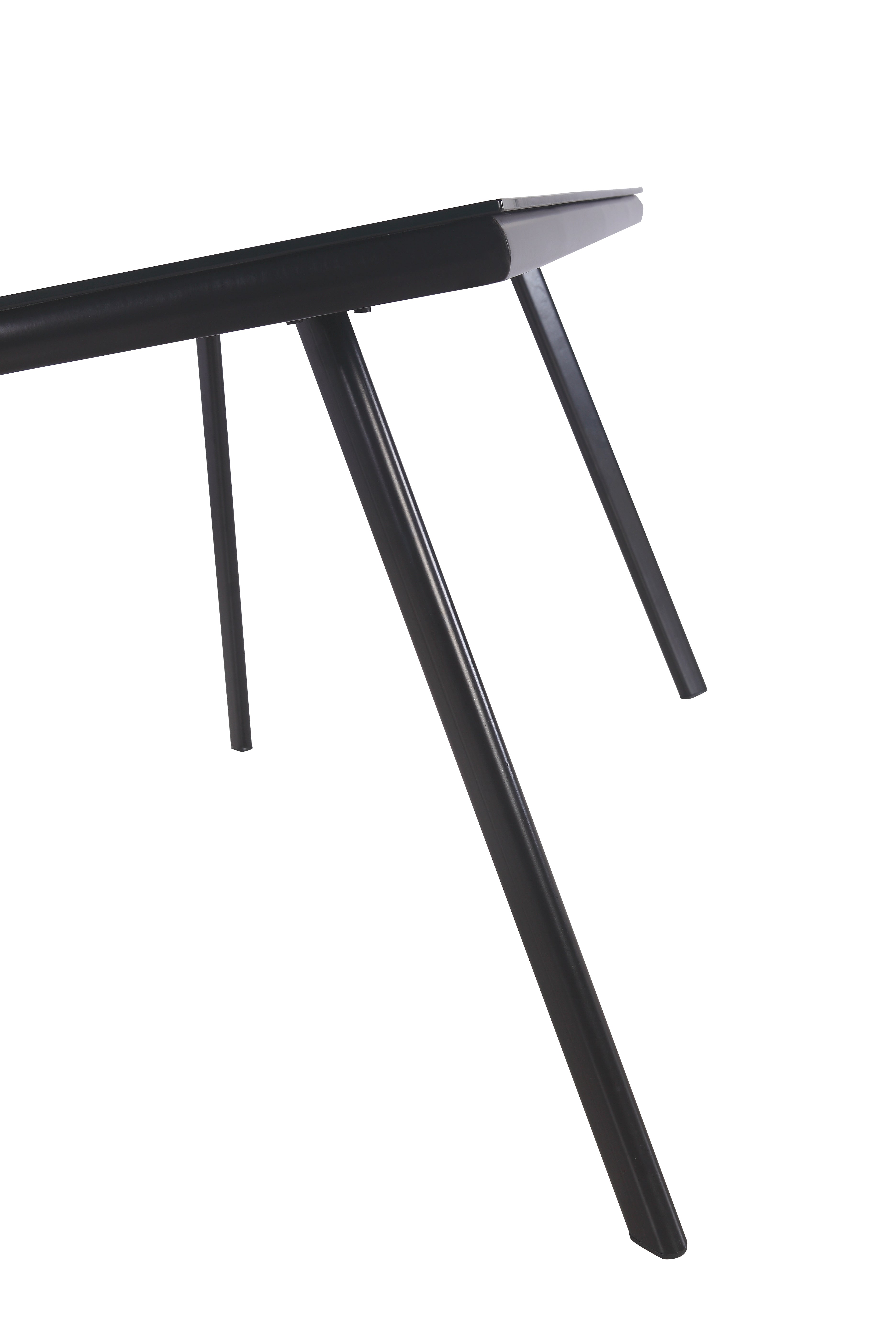ELEGANCE - Mesa de comedor 140 cm - tablero de vidrio templado y estructura metálica, diseño nórdico, negro/blanco