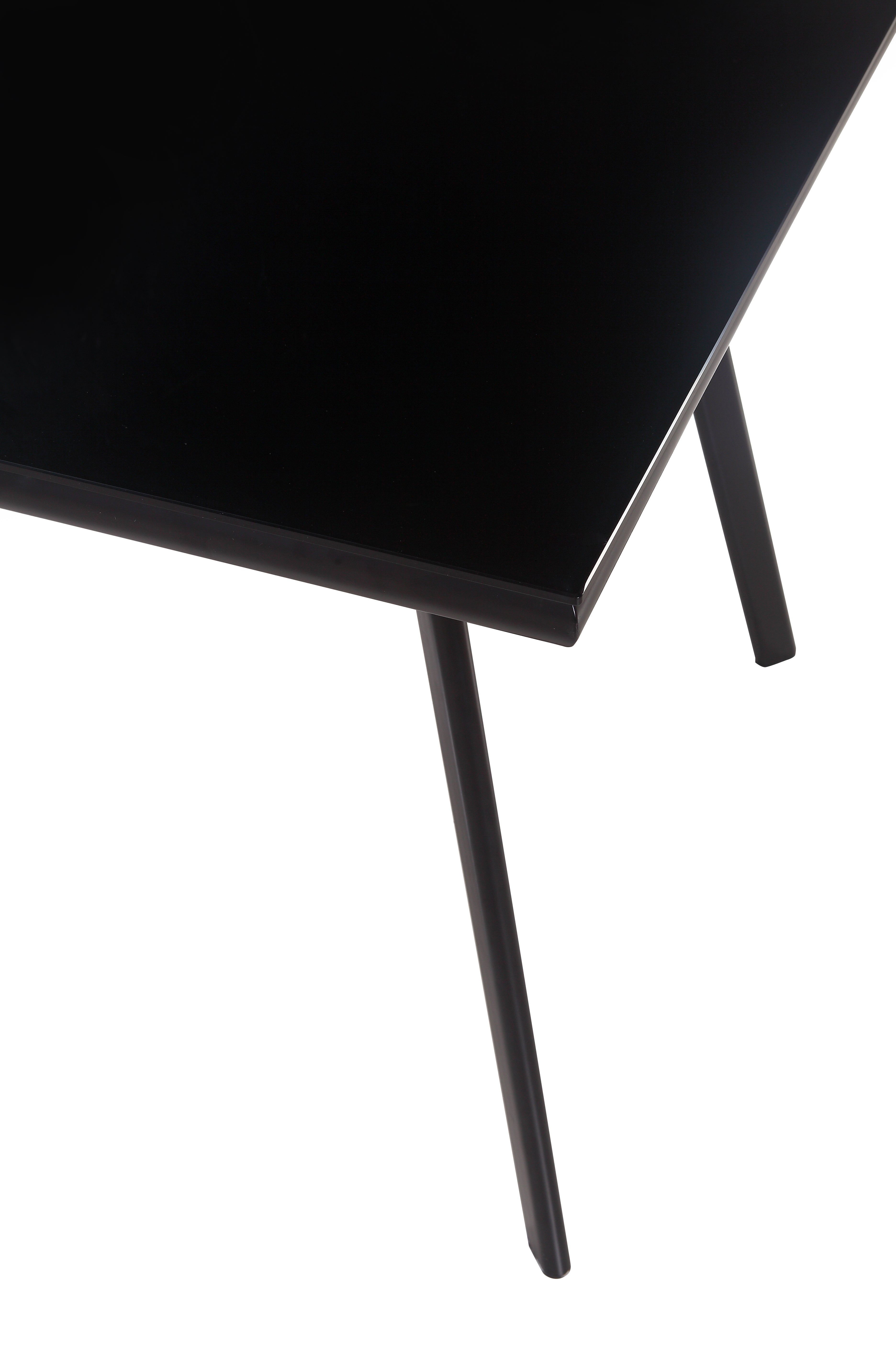 ELEGANCE - Mesa de comedor 140 cm - tablero de vidrio templado y estructura metálica, diseño nórdico, negro/blanco
