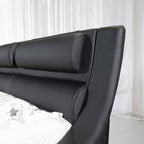 LEANDRO - Letto in pelle sintetica nero e bianco