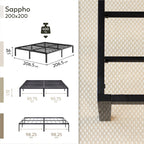 SAPPHO - Letto piattaforma metallico con spazio contenitivo di 31 cm - Nero o Bianco