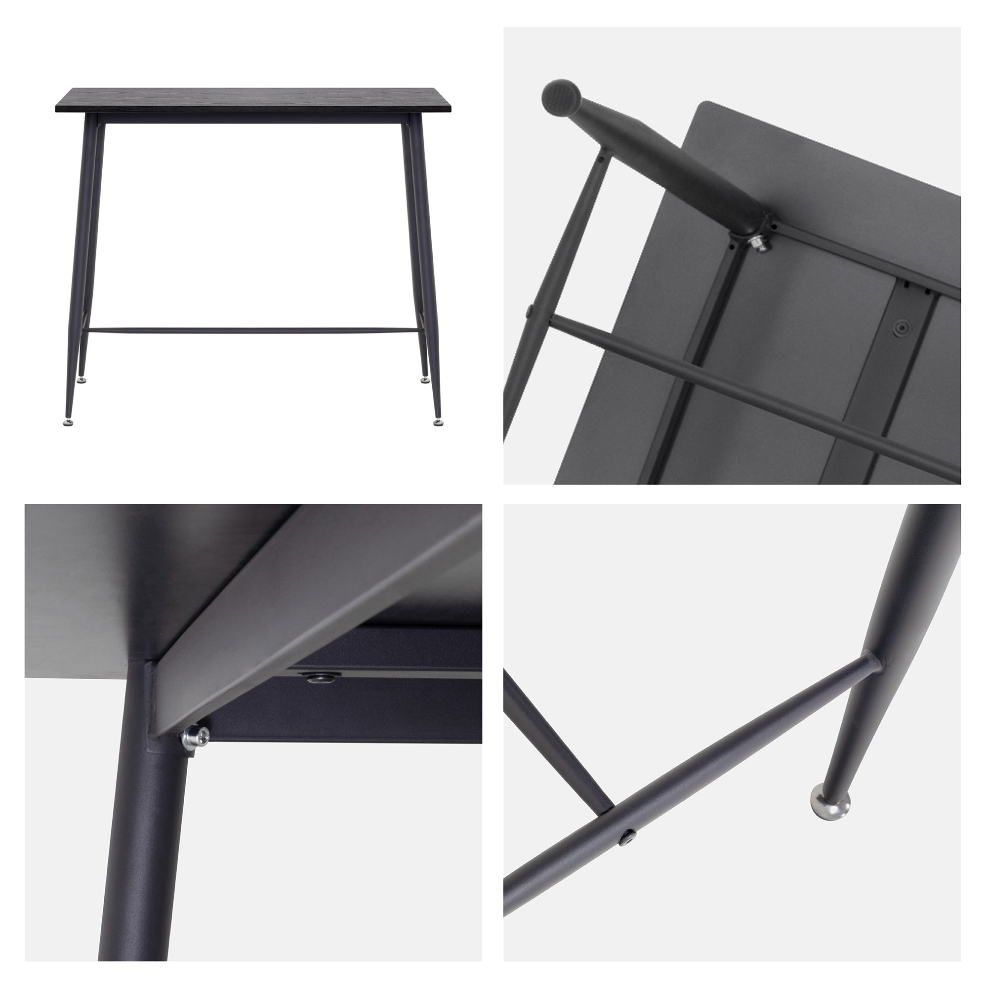 EDWARD - Mesa de bar 110x50x90 cm - estructura metálica robusta, pies antideslizantes, montaje fácil