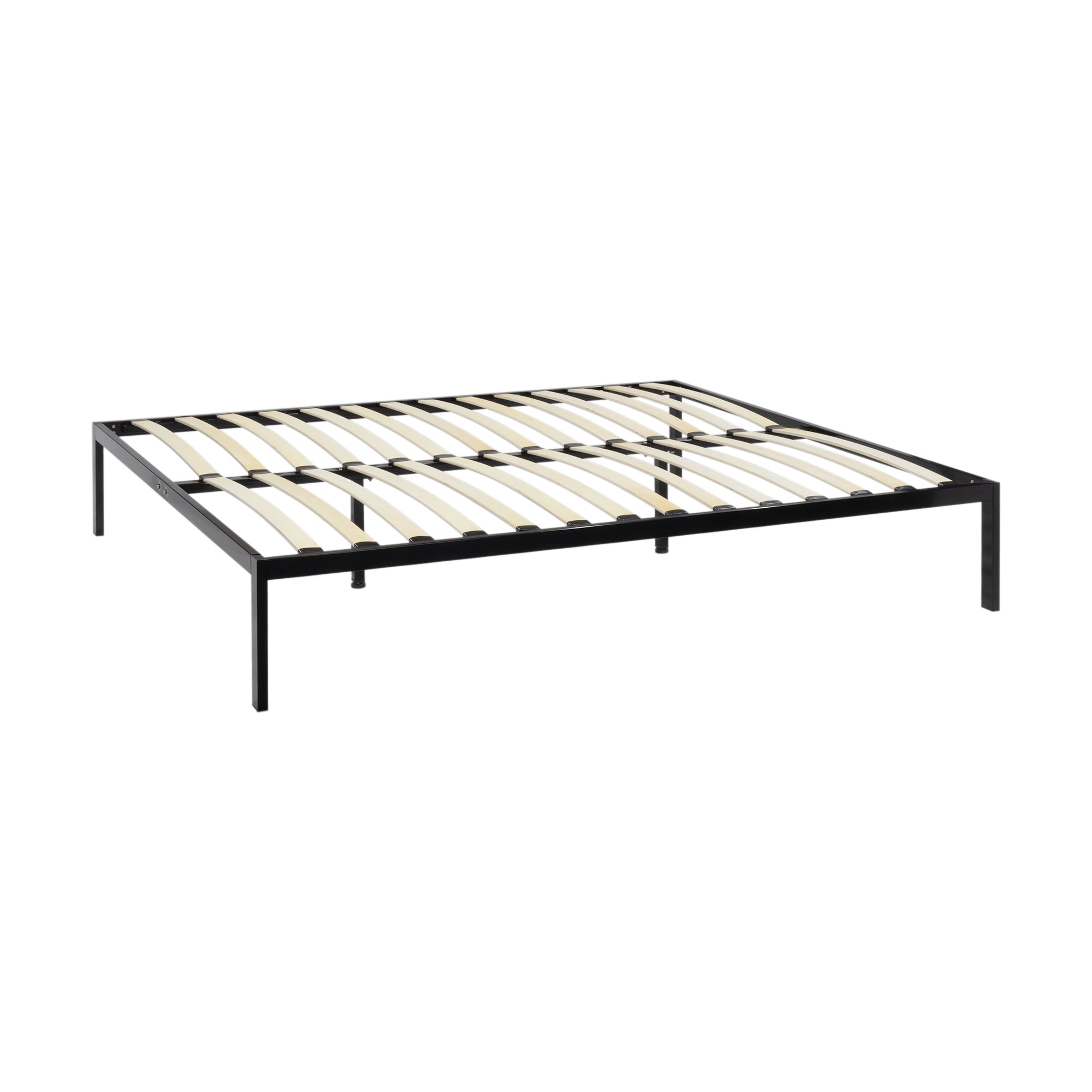 iBase - Letto con struttura metallica e spazio contenitivo di 30 cm in nero e bianco