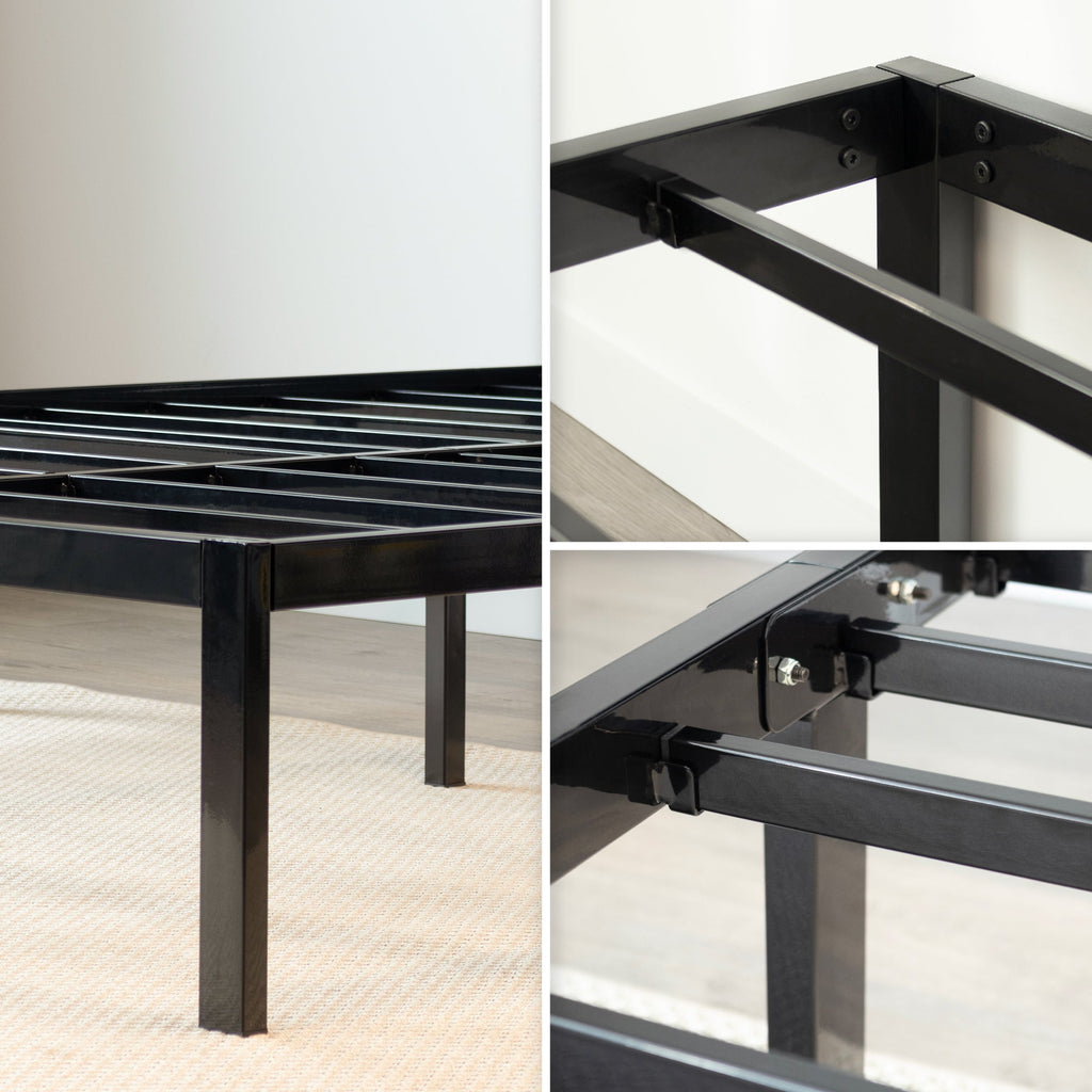 SAPPHO - Letto piattaforma metallico con spazio contenitivo di 31 cm - Nero o Bianco
