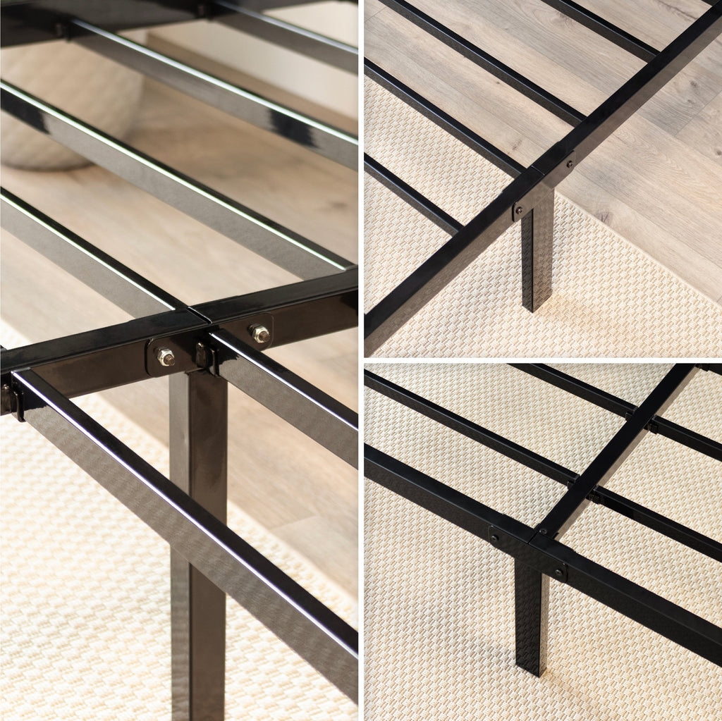 SAPPHO - Letto piattaforma metallico con spazio contenitivo di 31 cm - Nero o Bianco