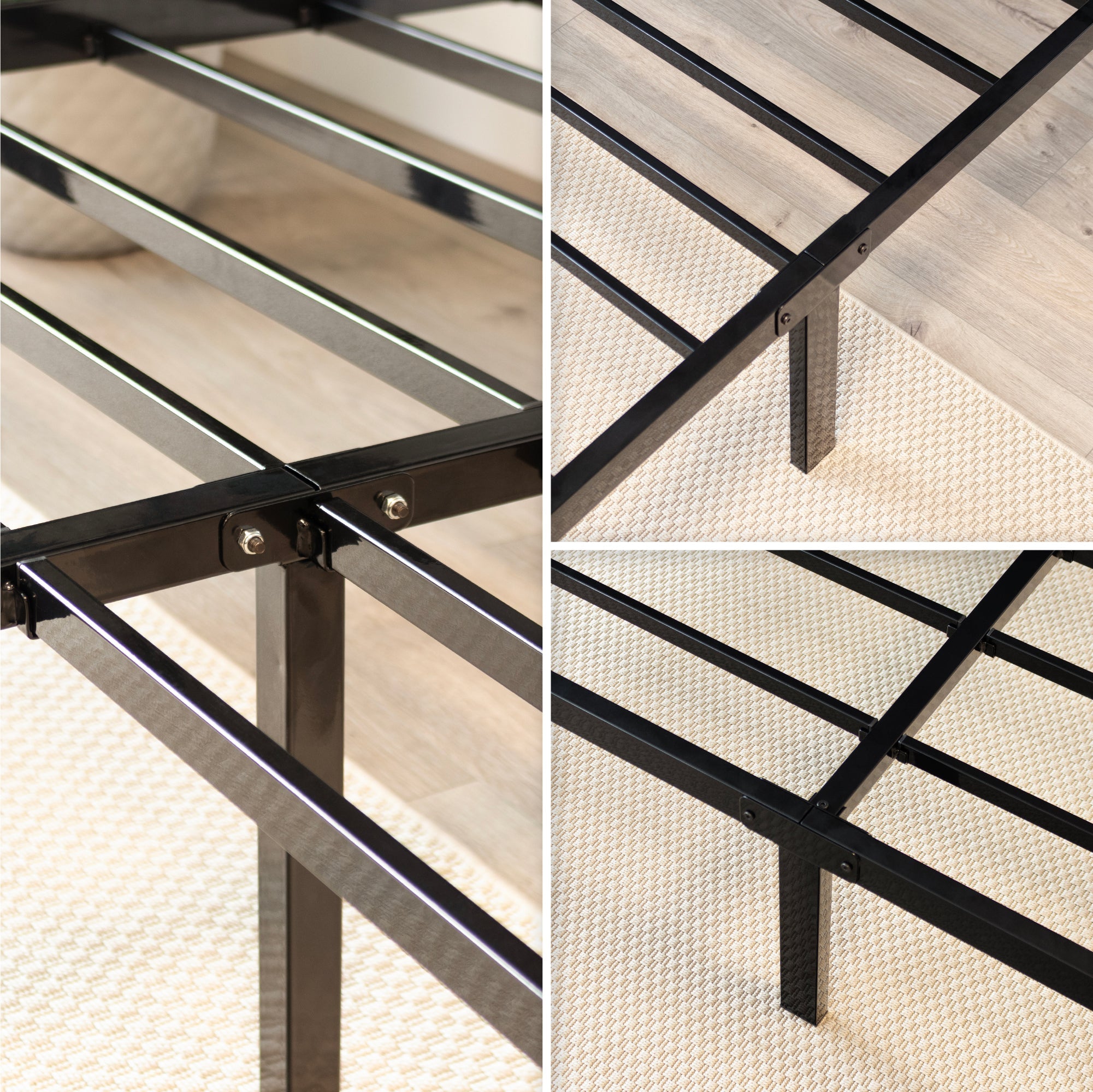 SAPPHO - Letto piattaforma metallico con spazio contenitivo di 31 cm - Nero o Bianco