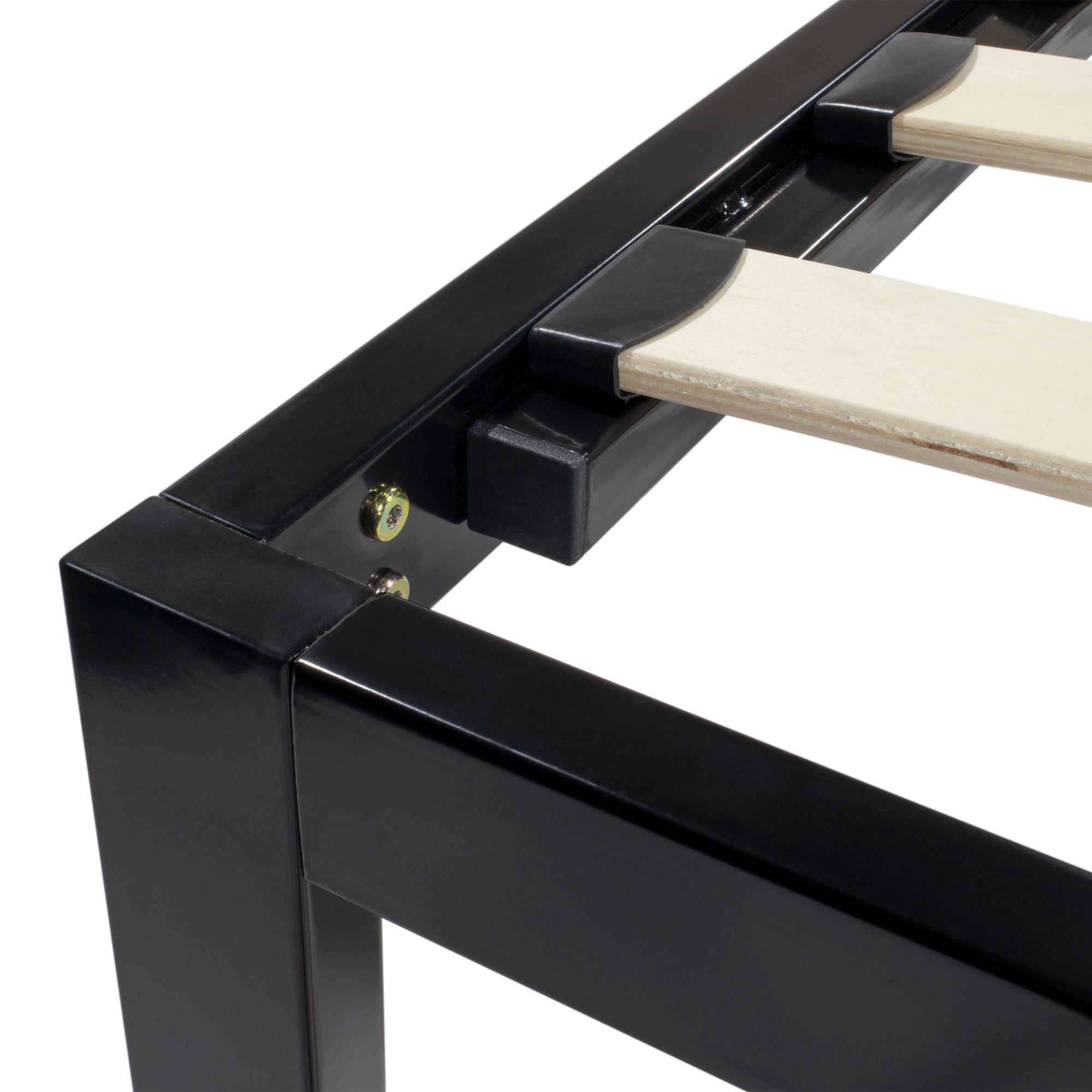 iBase - Letto con struttura metallica e spazio contenitivo di 30 cm in nero e bianco