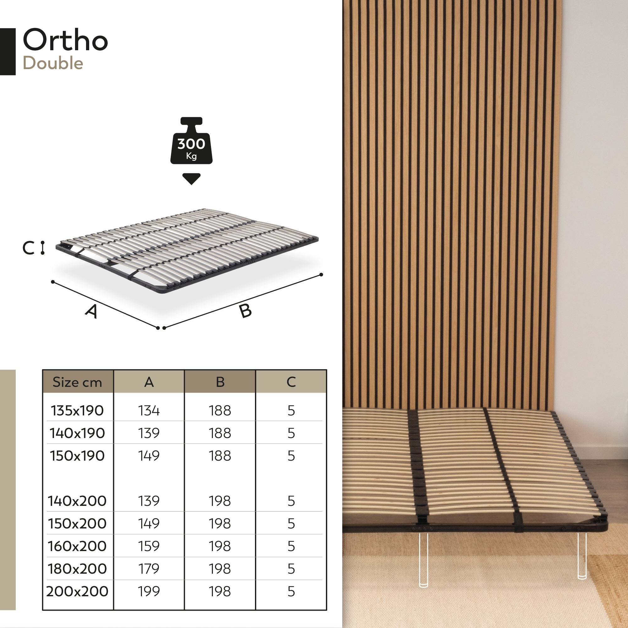 IF02 - Somier ortopédico multiláminas con estructura metálica reforzada - con o sin patas