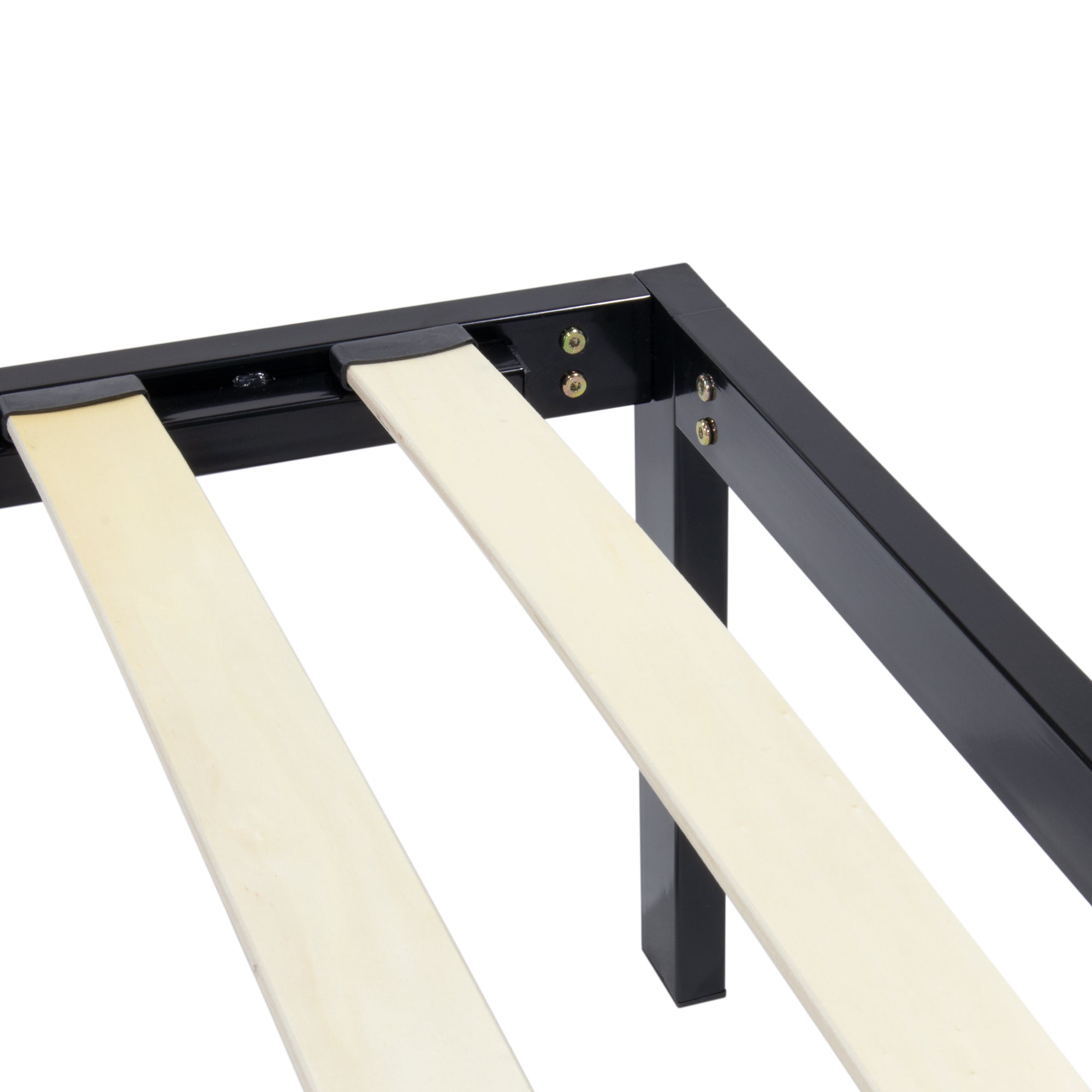 iBase - Letto con struttura metallica e spazio contenitivo di 30 cm in nero e bianco