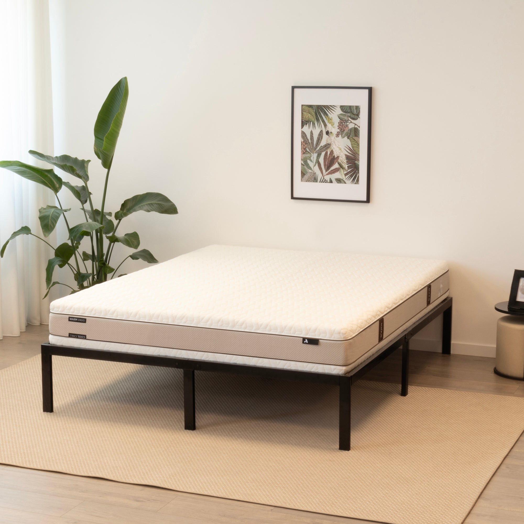 SAPPHO - Letto piattaforma metallico con spazio contenitivo di 31 cm - Nero o Bianco