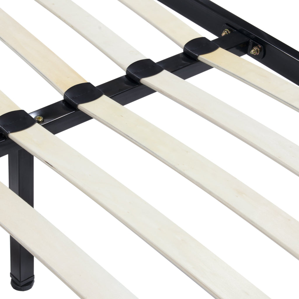 iBase - Letto con struttura metallica e spazio contenitivo di 30 cm in nero e bianco