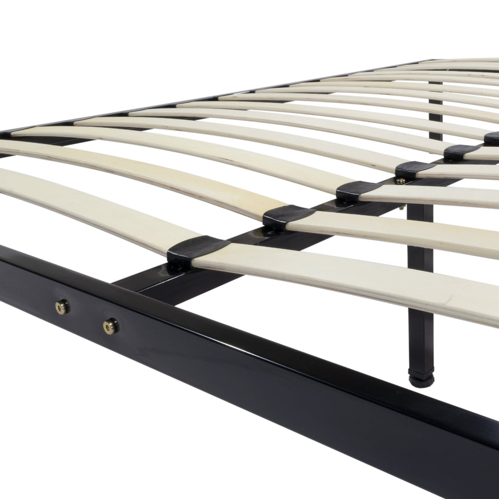 iBase - Letto con struttura metallica e spazio contenitivo di 30 cm in nero e bianco