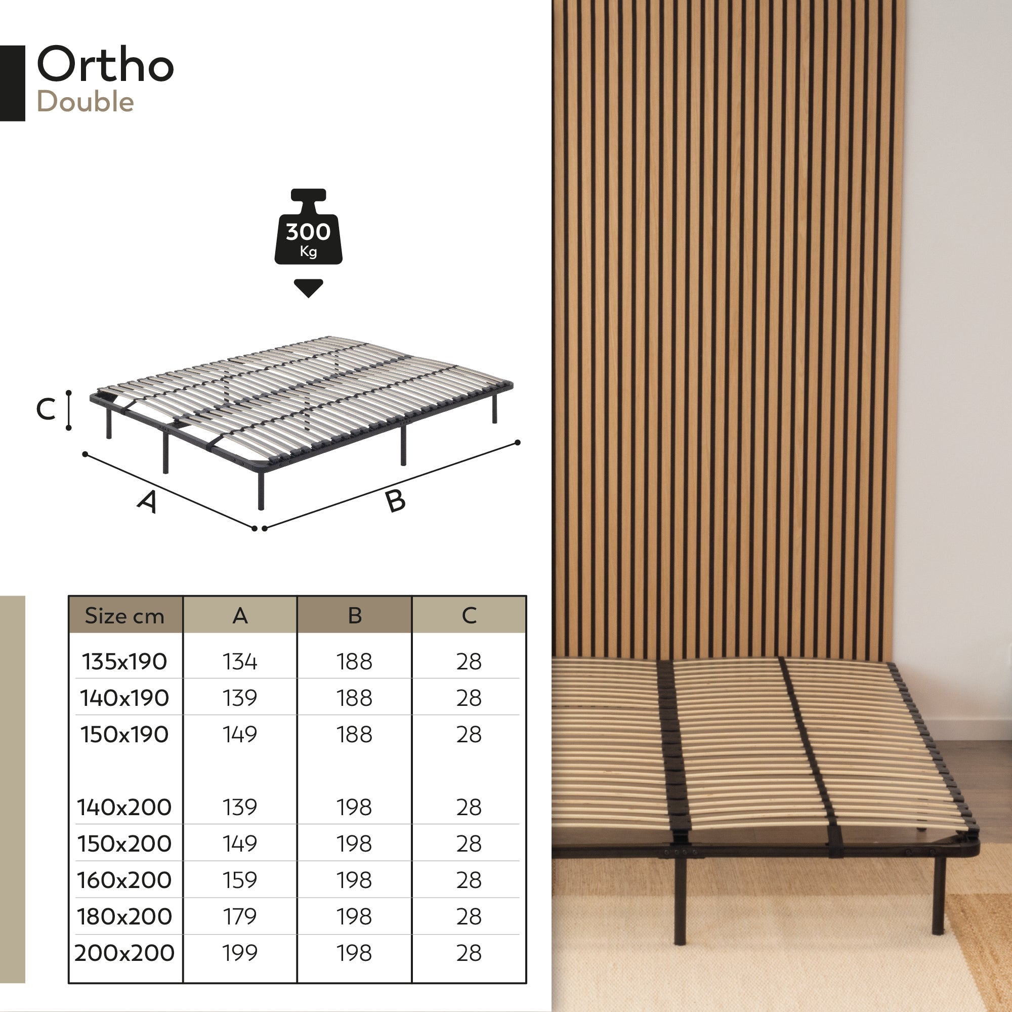 IF02 - Somier ortopédico multiláminas con estructura metálica reforzada - con o sin patas