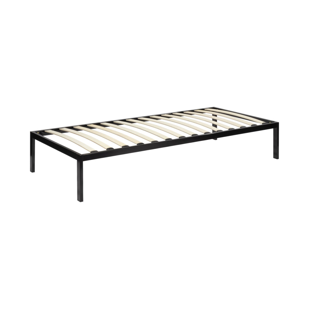 iBase - Letto con struttura metallica e spazio contenitivo di 30 cm in nero e bianco